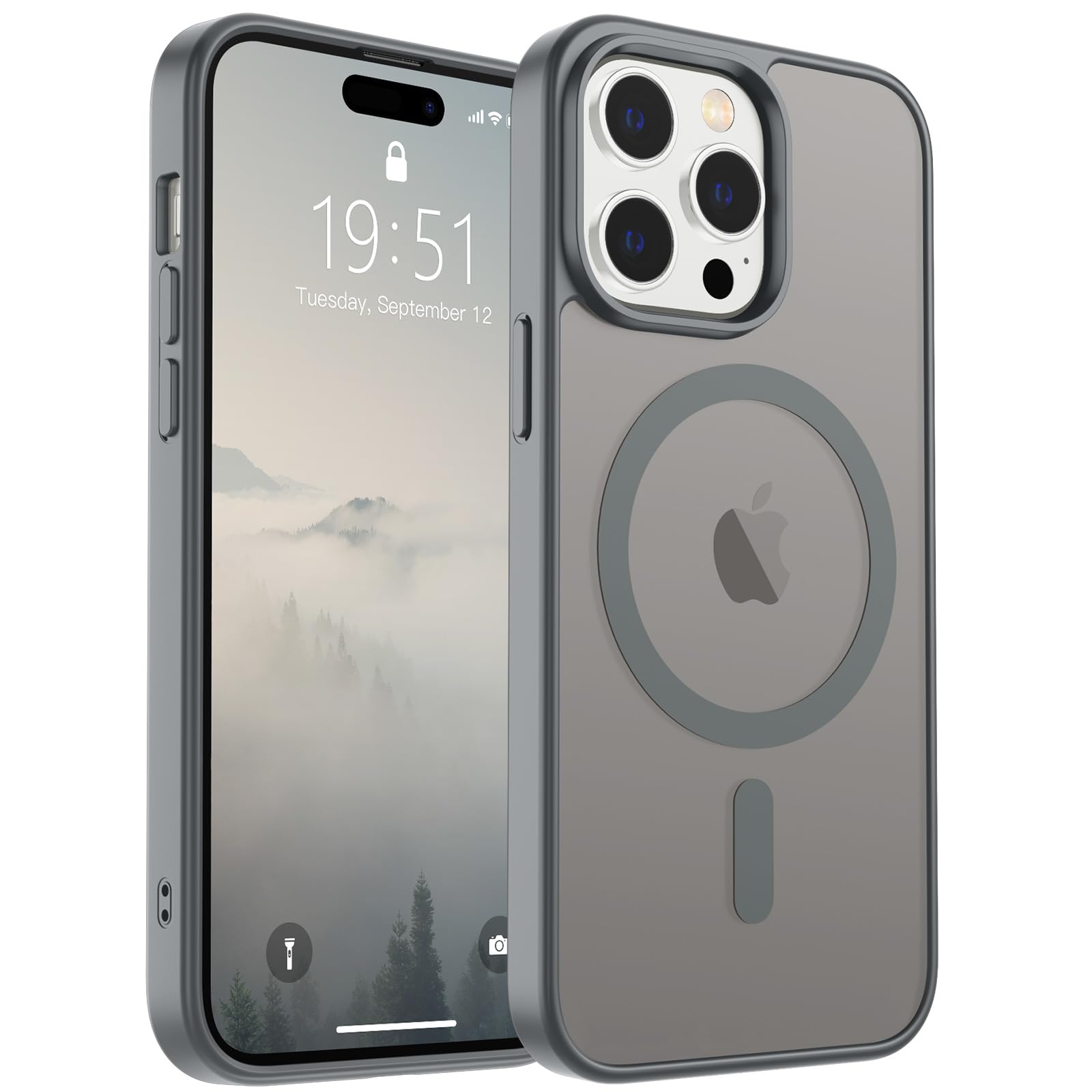 SUPFINE Magnetic for iPhone 17 Pro Max Case (Compatible with MagSafe)(Military Grade Drop Protection) Translucent Matte Shockproof with Anti-Fingerprint Phone Cover, Black