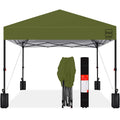 Best Choice Products 10x10ft Pop Up Canopy Tent with Sidewall, 1 Person 1 Minute Set Up, Carry Case, 4 Weight Bags - Pink/White
