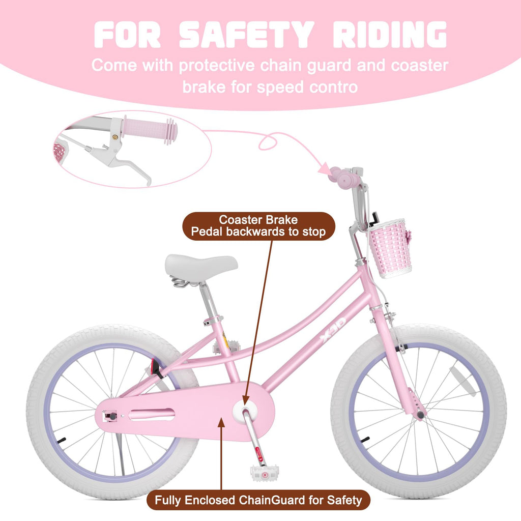XJD Girls Bike for 2-12 Years Old Kids 12 14 16 20 Inch Toddler Bike,Retro Style Kids Bike with Training Wheels, 20 Inch Girl Bicycle with Kickstand