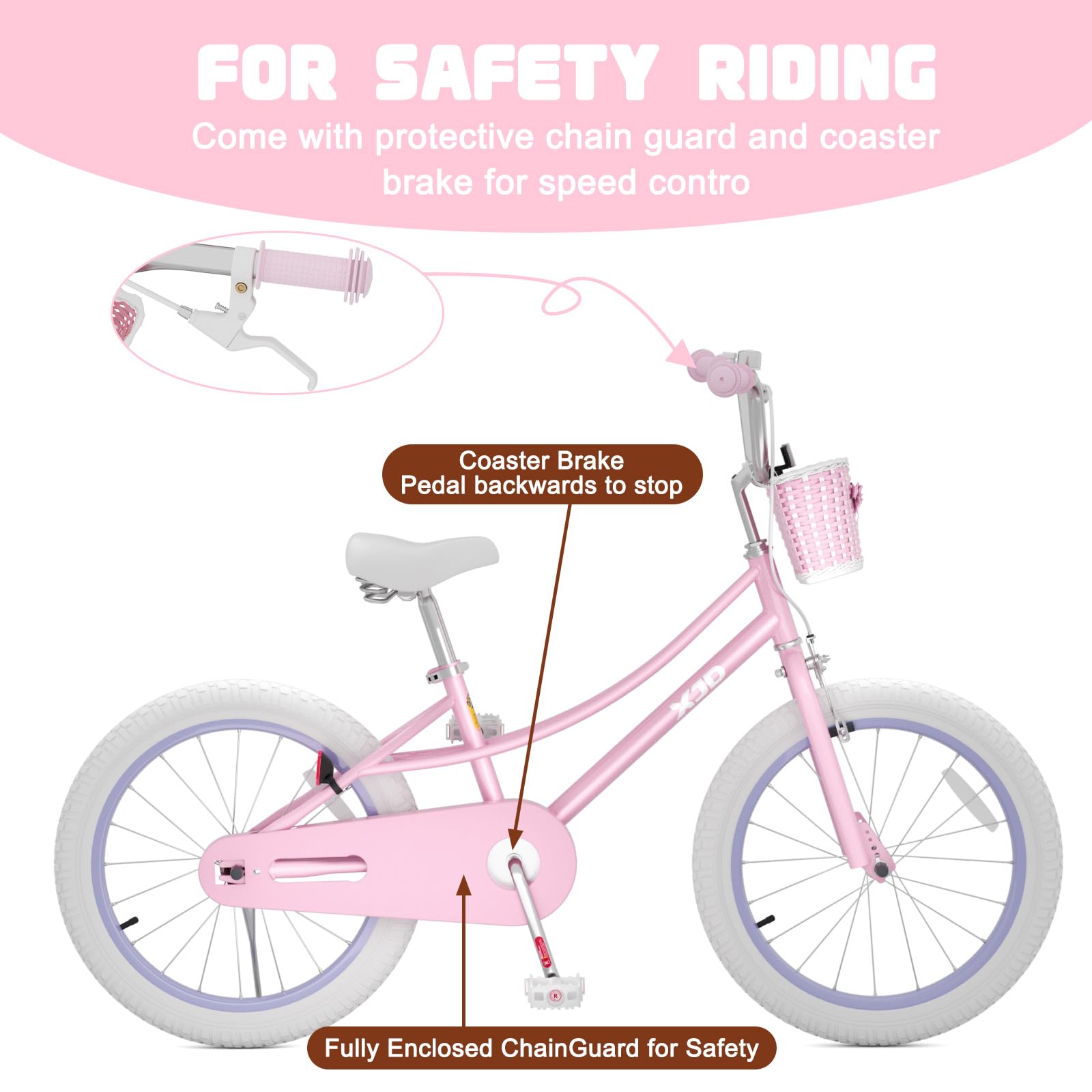 XJD Girls Bike for 2-12 Years Old Kids 12 14 16 20 Inch Toddler Bike,Retro Style Kids Bike with Training Wheels, 20 Inch Girl Bicycle with Kickstand
