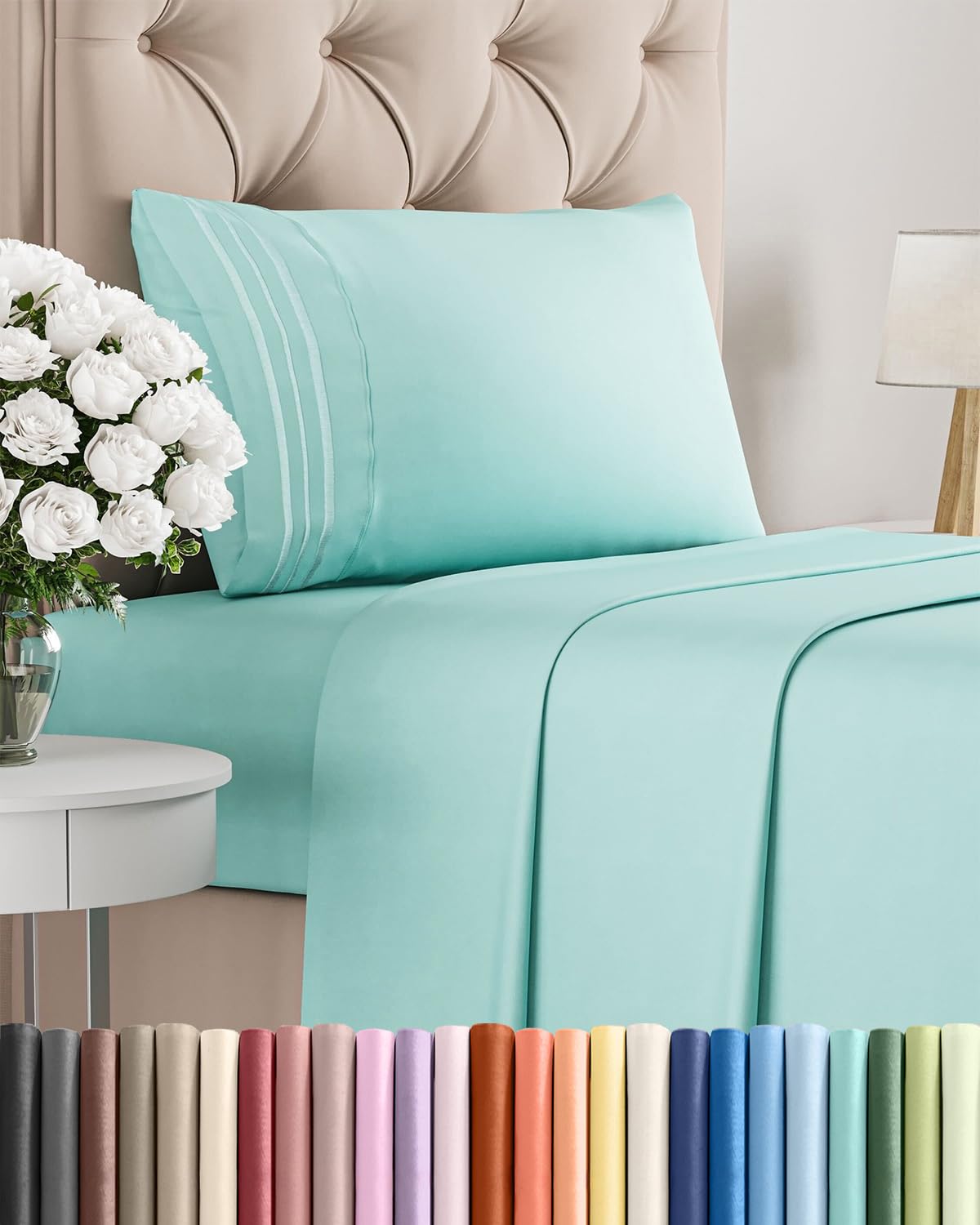 Queen Size 4 Piece Sheet Set - Comfy Breathable & Cooling Sheets - Hotel Luxury Bed Sheets for Women & Men - Deep Pockets, Easy-Fit, Extra Soft and Wrinkle Free Sheets - White Oeko-Tex Bed Sheet Set
