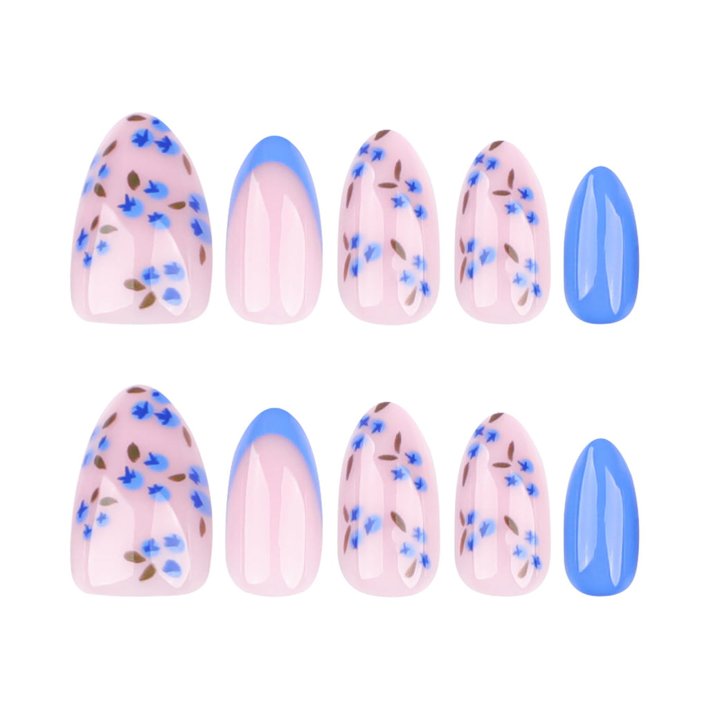 Summer French Press On Nails Short Almond, Cute Nude Pink Fake Nails with White French Tip & Brown Dot Detail, Glossy Gel Acrylic Stick On Nails, Perfect for Daily Wear & Gifts, New Packaging, 32PCS