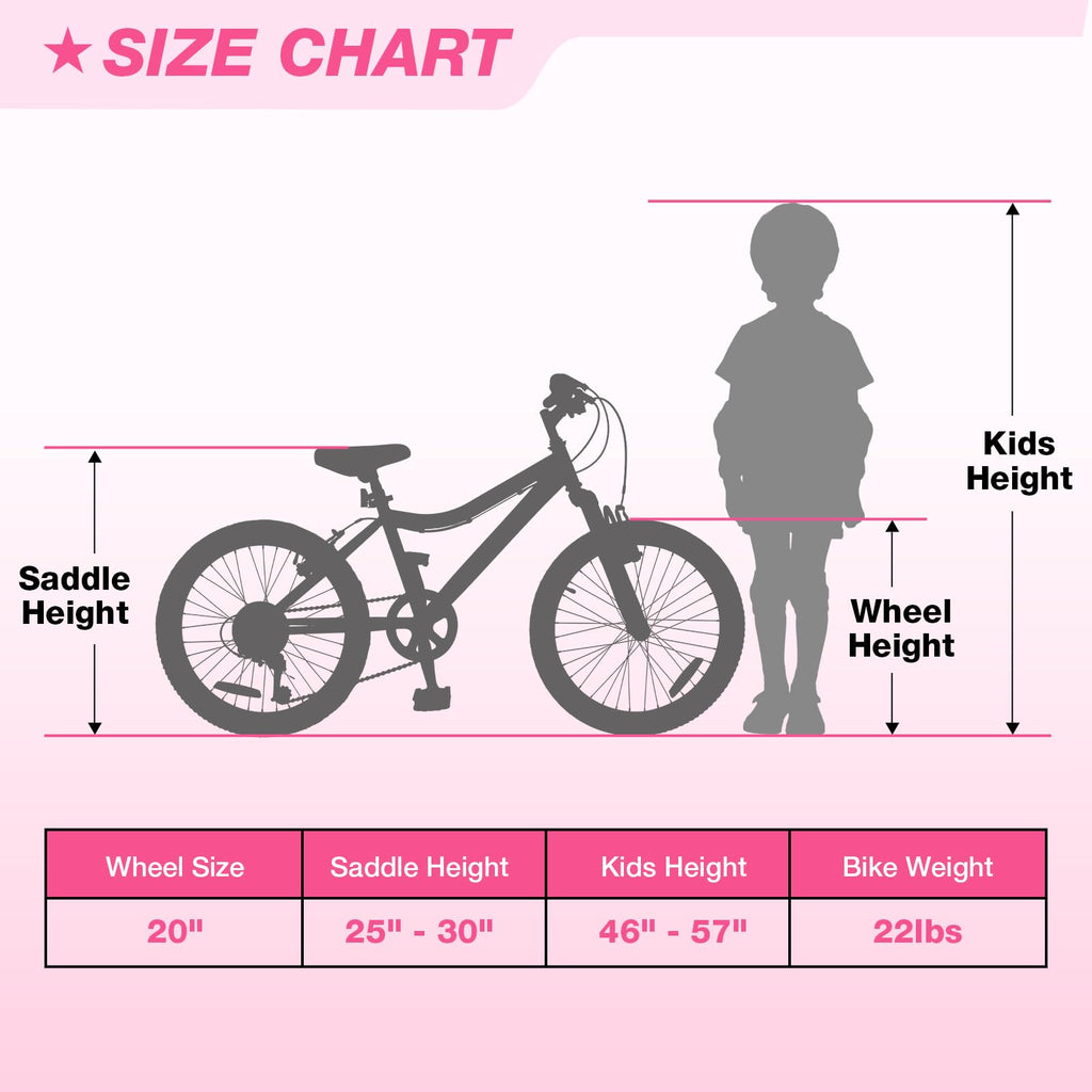 WEIZE 20 24 Inch Kids Mountain Bike,Kids Bike for Girls Age 6-14 Year Old,6 Speed Kid Bicycle with Front Suspension Fork,Adjustable Seat Height,High-Carbon Steel Frame,Ideal for Girl Adventurers