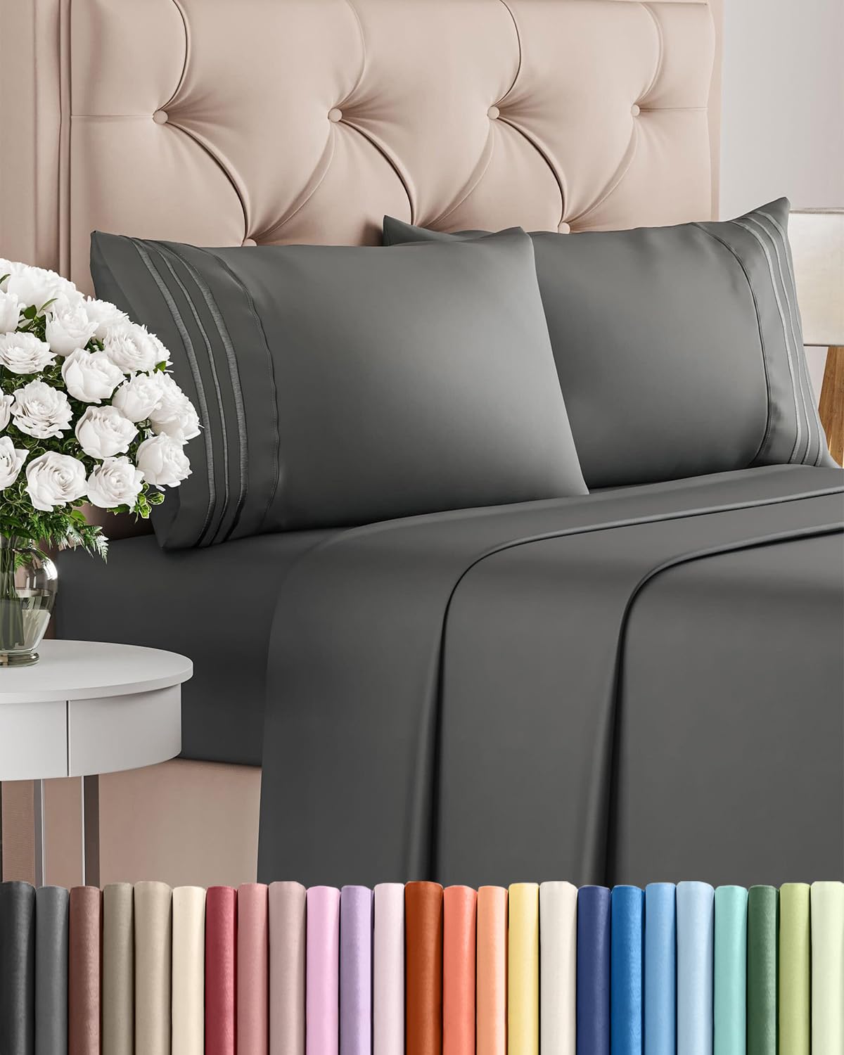 Queen Size 4 Piece Sheet Set - Comfy Breathable & Cooling Sheets - Hotel Luxury Bed Sheets for Women & Men - Deep Pockets, Easy-Fit, Extra Soft and Wrinkle Free Sheets - White Oeko-Tex Bed Sheet Set