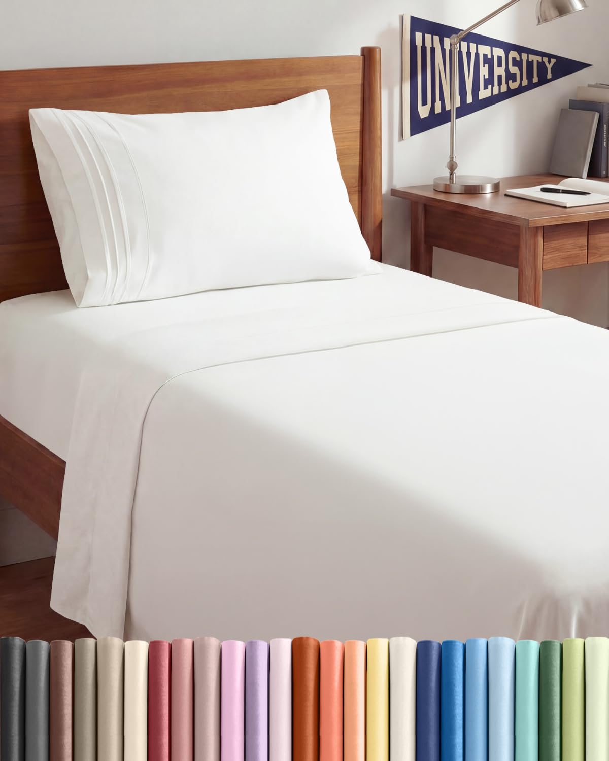 Queen Size 4 Piece Sheet Set - Comfy Breathable & Cooling Sheets - Hotel Luxury Bed Sheets for Women & Men - Deep Pockets, Easy-Fit, Extra Soft and Wrinkle Free Sheets - White Oeko-Tex Bed Sheet Set