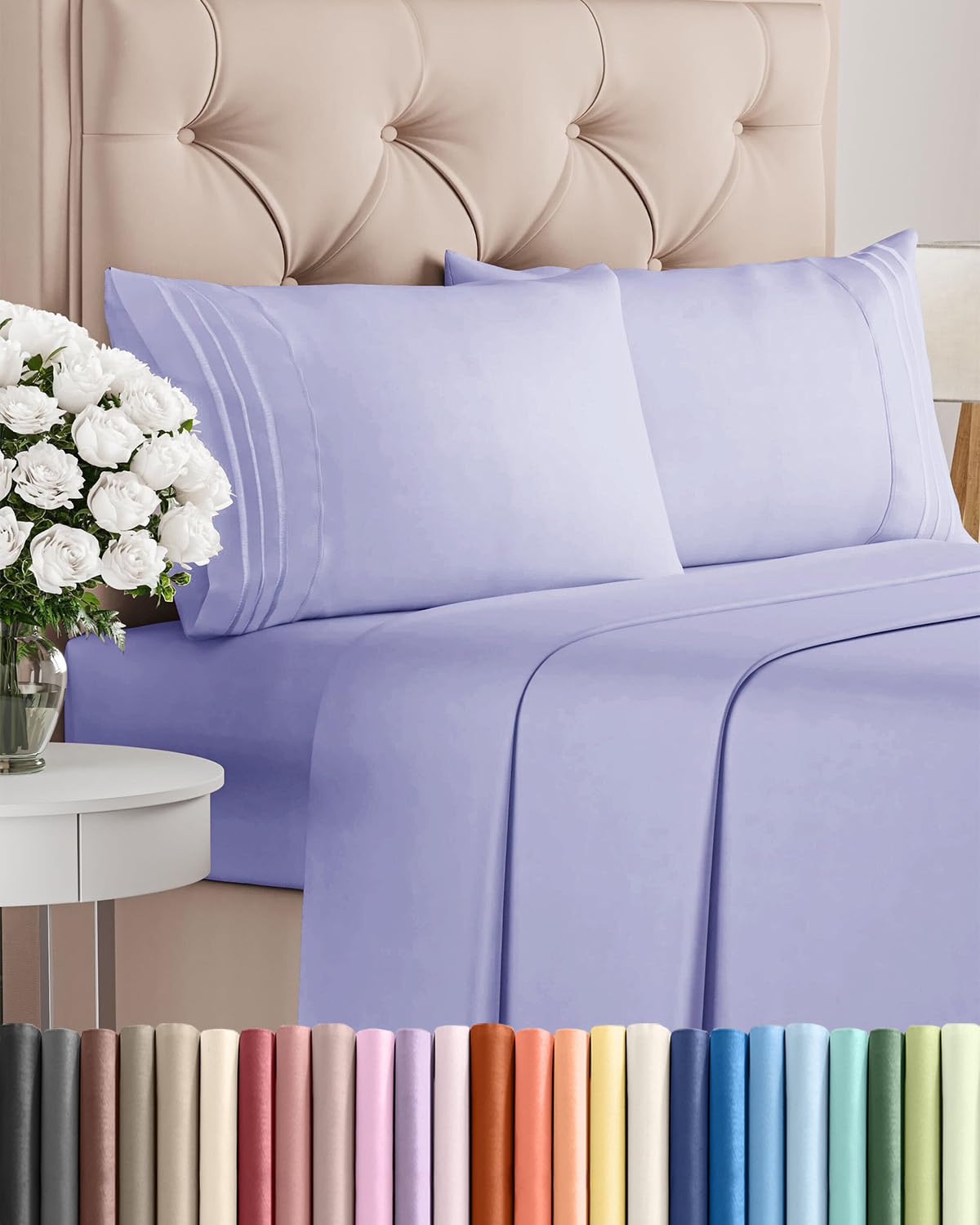 Queen Size 4 Piece Sheet Set - Comfy Breathable & Cooling Sheets - Hotel Luxury Bed Sheets for Women & Men - Deep Pockets, Easy-Fit, Extra Soft and Wrinkle Free Sheets - White Oeko-Tex Bed Sheet Set