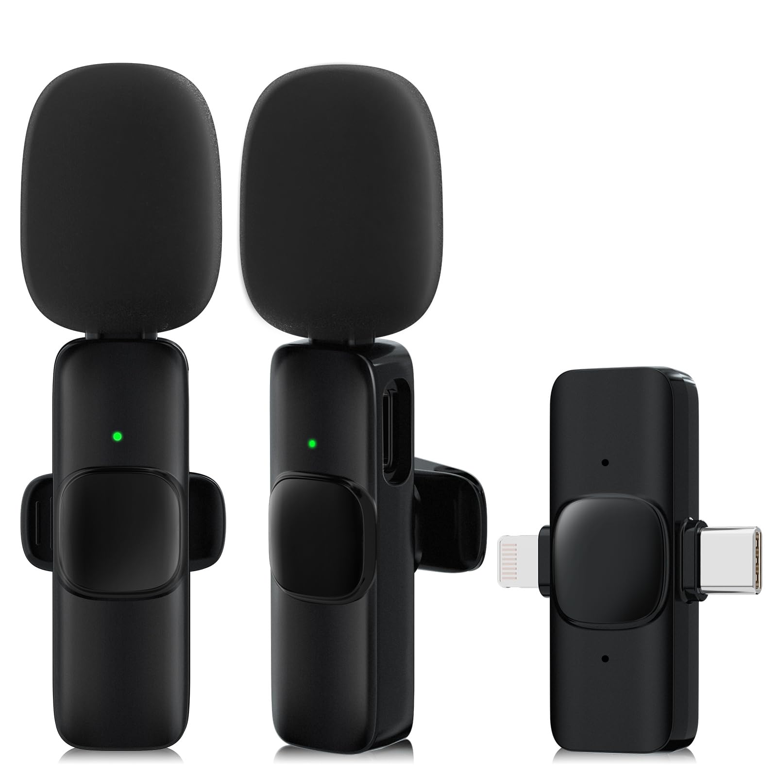 JUDKIOM 2 Pack Wireless Lavalier Microphone for iPhone, Professional Lapel Mics, Wireless Mic Plug-Play, Lapel Microphone for Video Recording Interview Vlog YouTube TikTok(for iPhone 14 and Below)