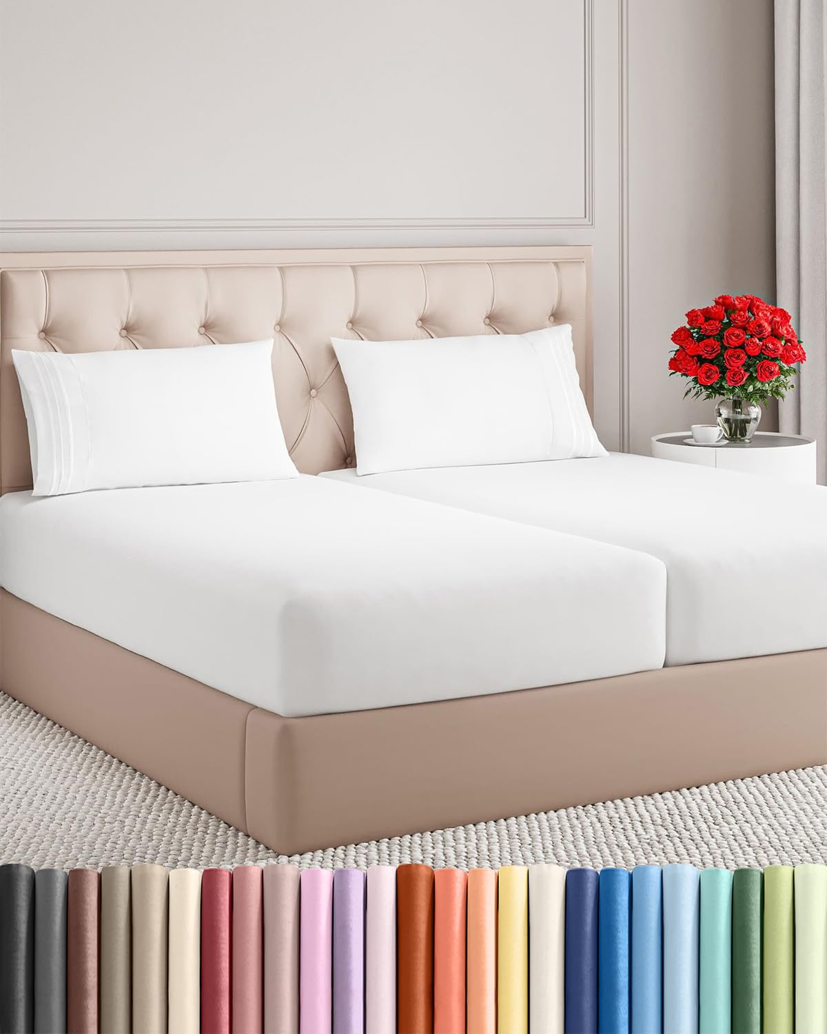 Queen Size 4 Piece Sheet Set - Comfy Breathable & Cooling Sheets - Hotel Luxury Bed Sheets for Women & Men - Deep Pockets, Easy-Fit, Extra Soft and Wrinkle Free Sheets - White Oeko-Tex Bed Sheet Set