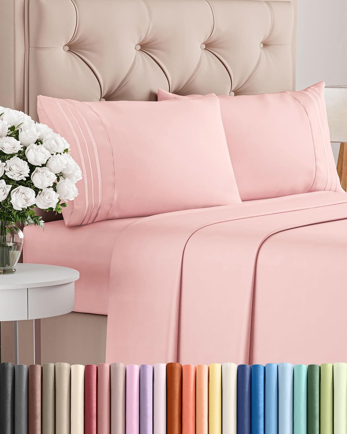 Queen Size 4 Piece Sheet Set - Comfy Breathable & Cooling Sheets - Hotel Luxury Bed Sheets for Women & Men - Deep Pockets, Easy-Fit, Extra Soft and Wrinkle Free Sheets - White Oeko-Tex Bed Sheet Set