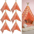 6 Pack Teepee Tent for Kids,Collapsible Kids Teepee Tent with 10 Ft String Lights,White Kid Teepee Boys Girls Indoor Outdoor Slumber Party Sleepover Party