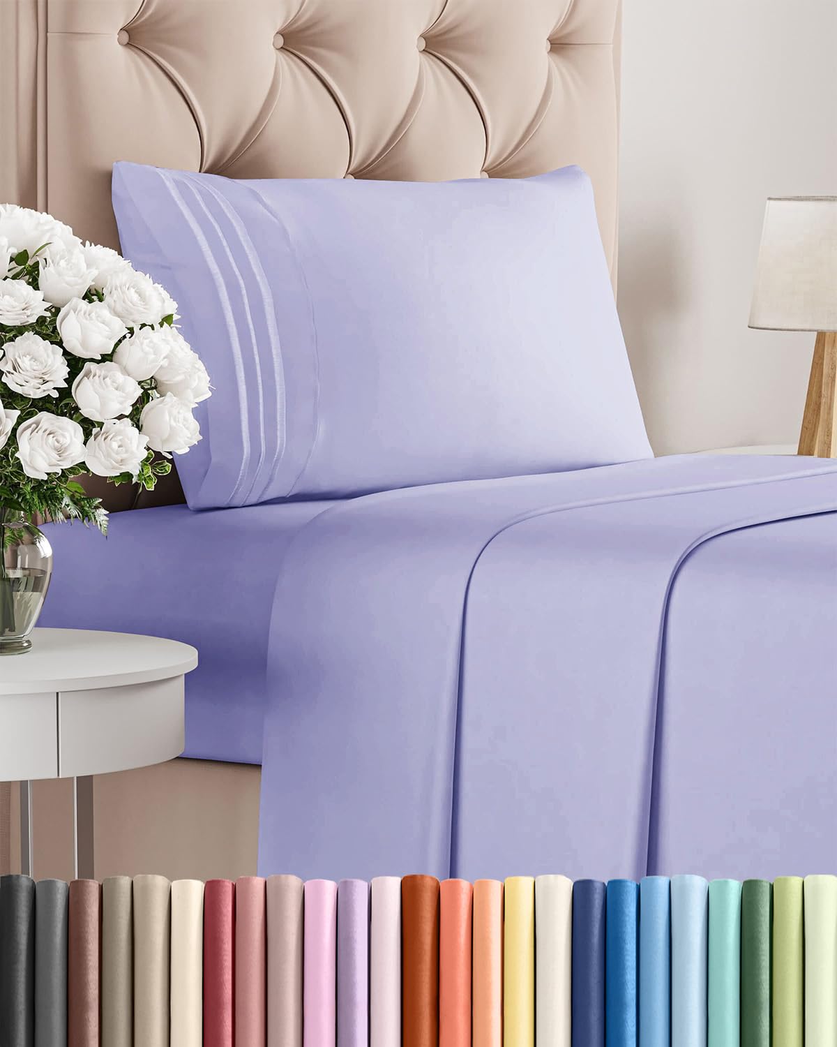 Queen Size 4 Piece Sheet Set - Comfy Breathable & Cooling Sheets - Hotel Luxury Bed Sheets for Women & Men - Deep Pockets, Easy-Fit, Extra Soft and Wrinkle Free Sheets - White Oeko-Tex Bed Sheet Set