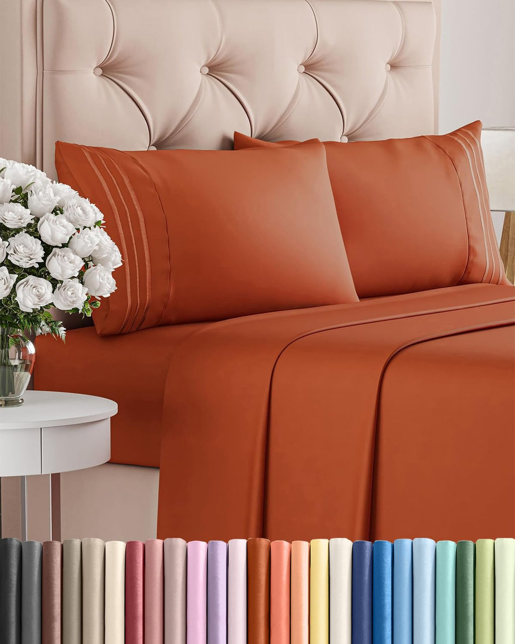 Queen Size 4 Piece Sheet Set - Comfy Breathable & Cooling Sheets - Hotel Luxury Bed Sheets for Women & Men - Deep Pockets, Easy-Fit, Extra Soft and Wrinkle Free Sheets - White Oeko-Tex Bed Sheet Set