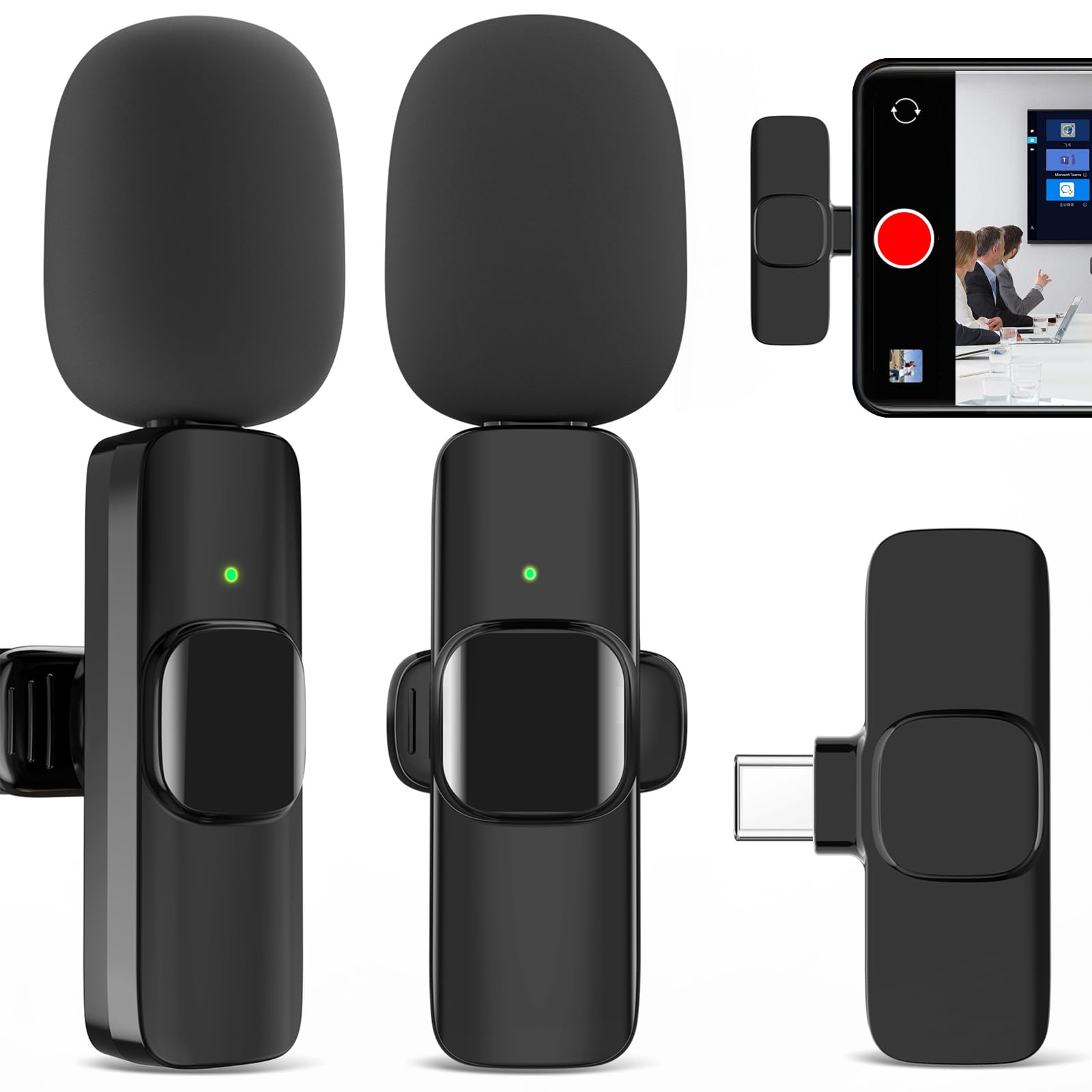 JUDKIOM 2 Pack Wireless Lavalier Microphone for iPhone, Professional Lapel Mics, Wireless Mic Plug-Play, Lapel Microphone for Video Recording Interview Vlog YouTube TikTok(for iPhone 14 and Below)