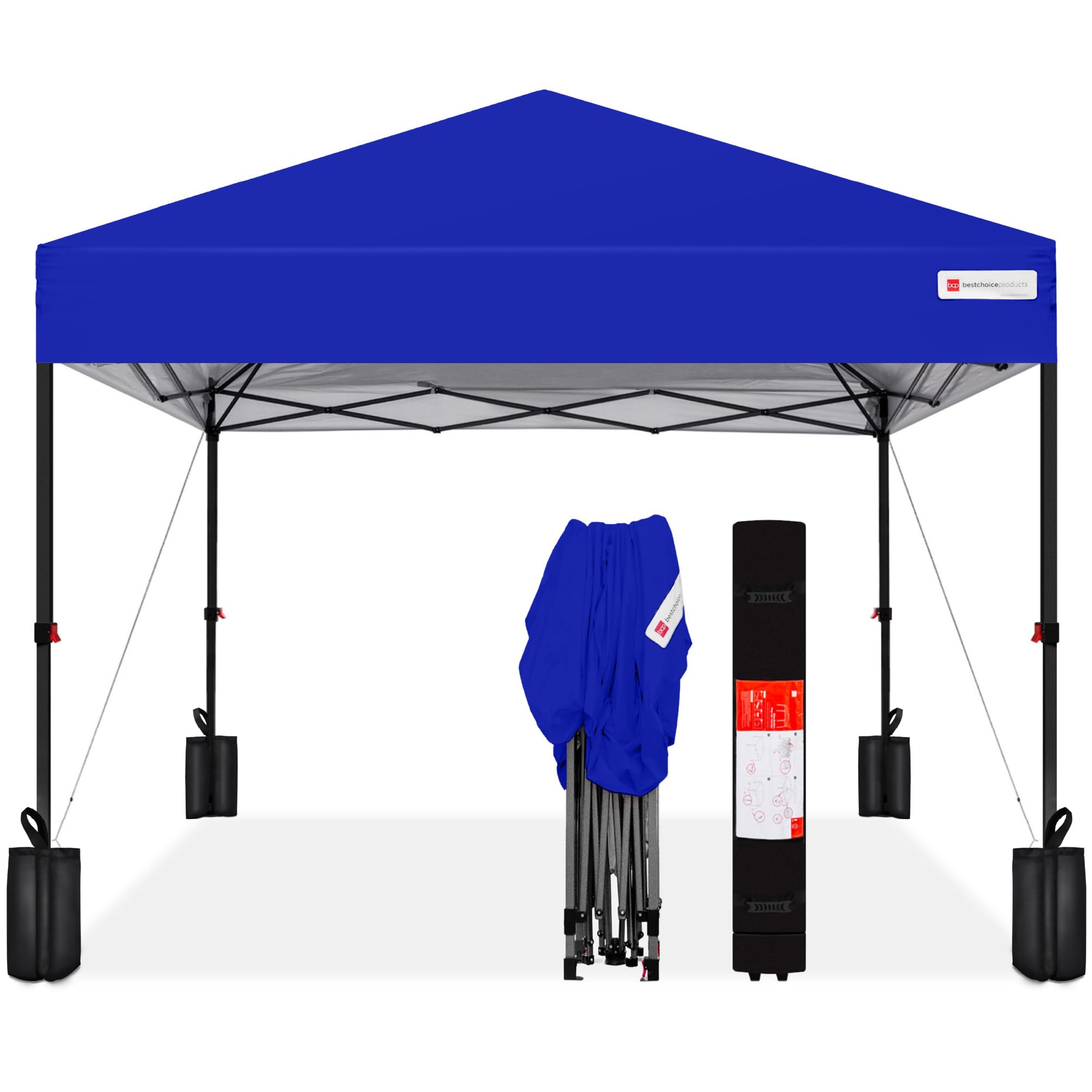Best Choice Products 10x10ft Pop Up Canopy Tent with Sidewall, 1 Person 1 Minute Set Up, Carry Case, 4 Weight Bags - Pink/White
