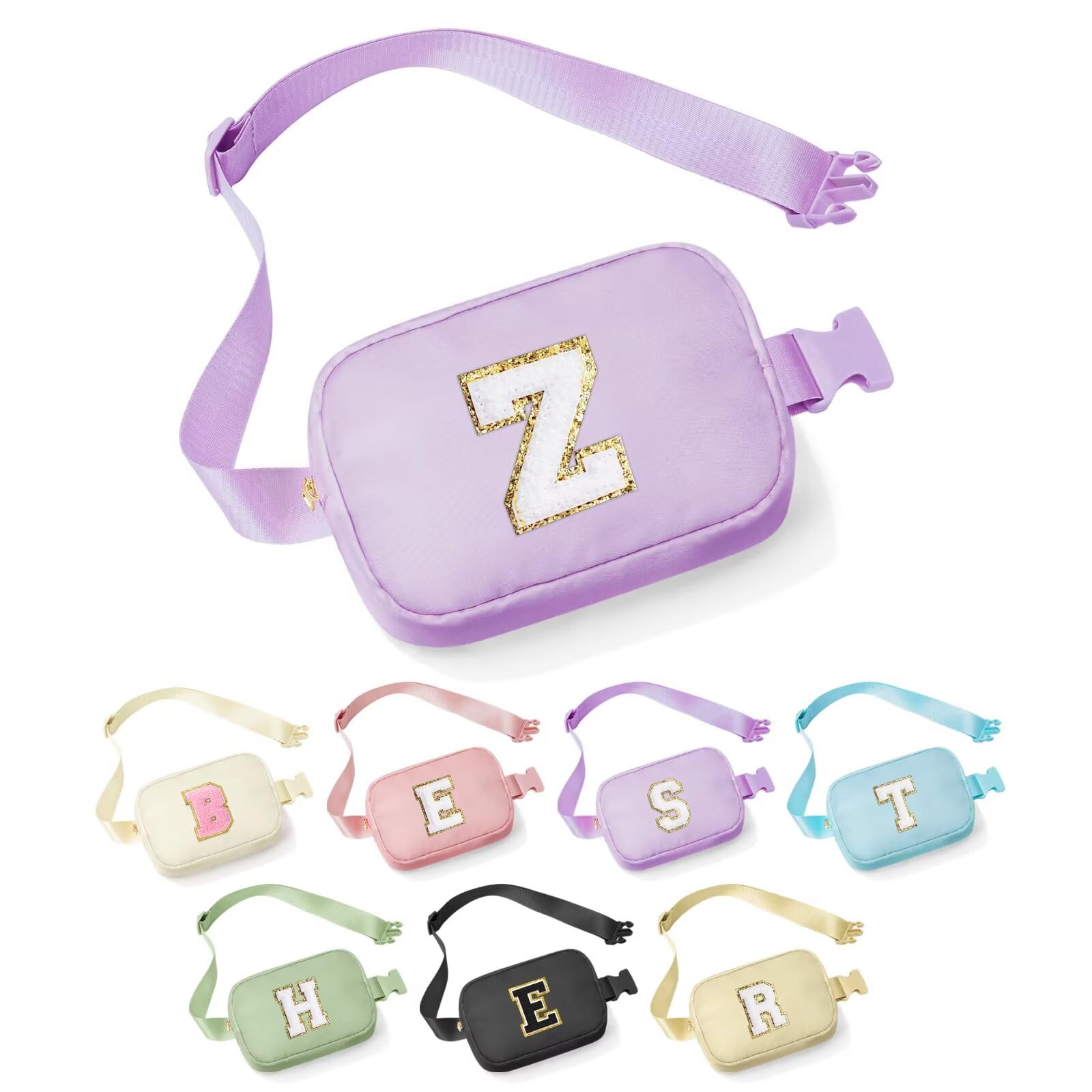 YOOLIFE Sisters Gifts - Pink Initial Crossbody Bag Belt Bag for Sister