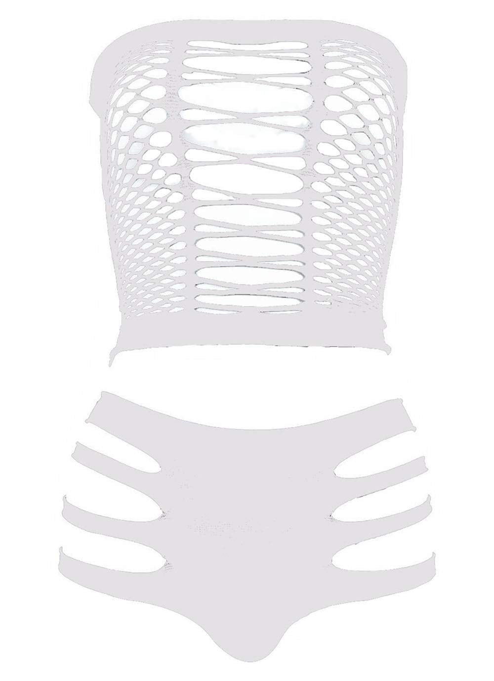 LEMON GIRL Women's Lingerie Fishnet BabyDoll Bodysuit Mini Dress Set One Size