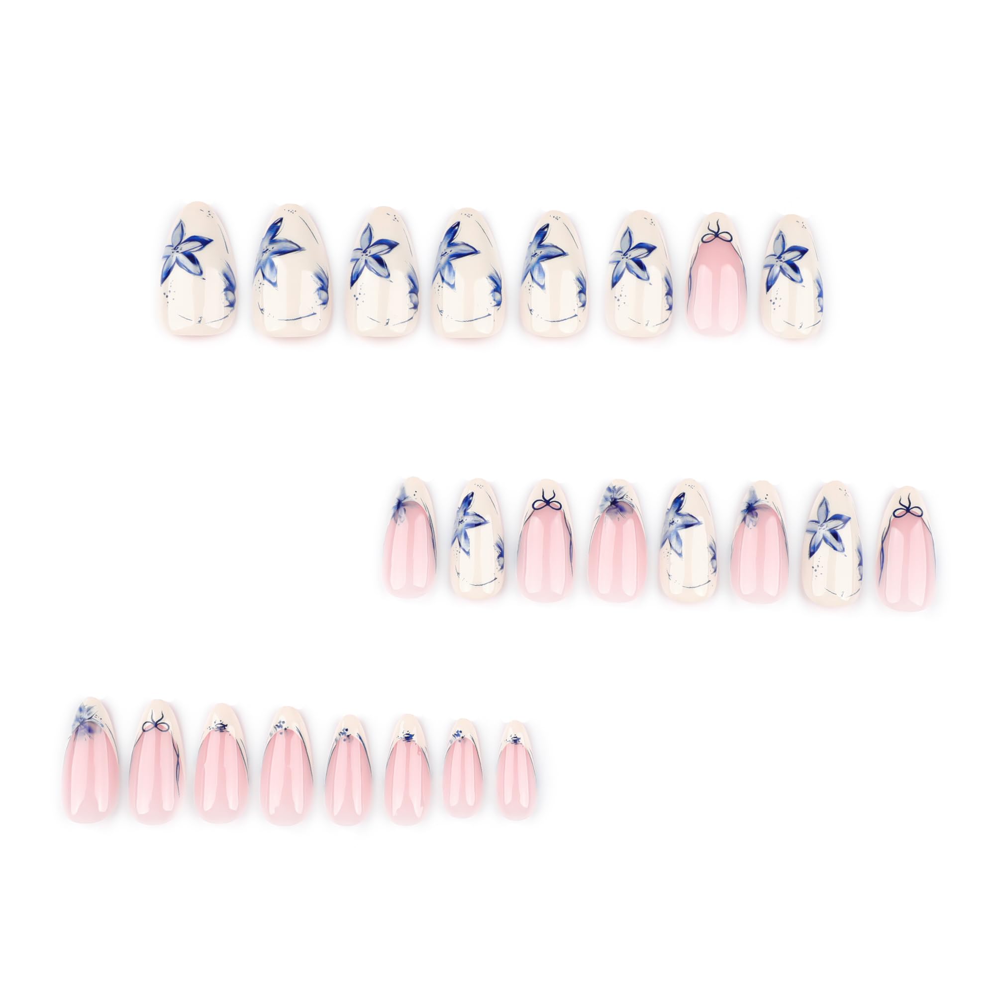 Summer French Press On Nails Short Almond, Cute Nude Pink Fake Nails with White French Tip & Brown Dot Detail, Glossy Gel Acrylic Stick On Nails, Perfect for Daily Wear & Gifts, New Packaging, 32PCS