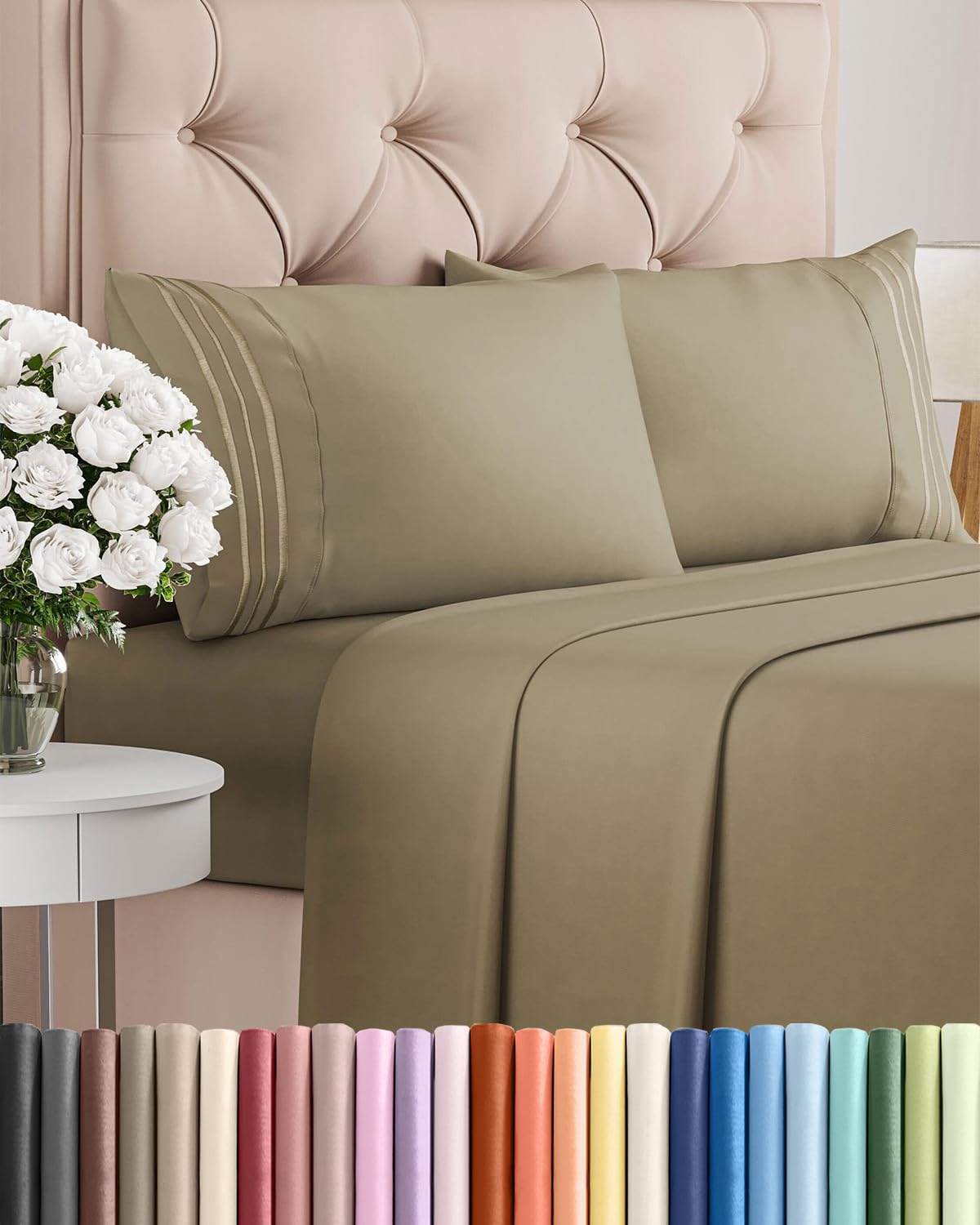 Queen Size 4 Piece Sheet Set - Comfy Breathable & Cooling Sheets - Hotel Luxury Bed Sheets for Women & Men - Deep Pockets, Easy-Fit, Extra Soft and Wrinkle Free Sheets - White Oeko-Tex Bed Sheet Set