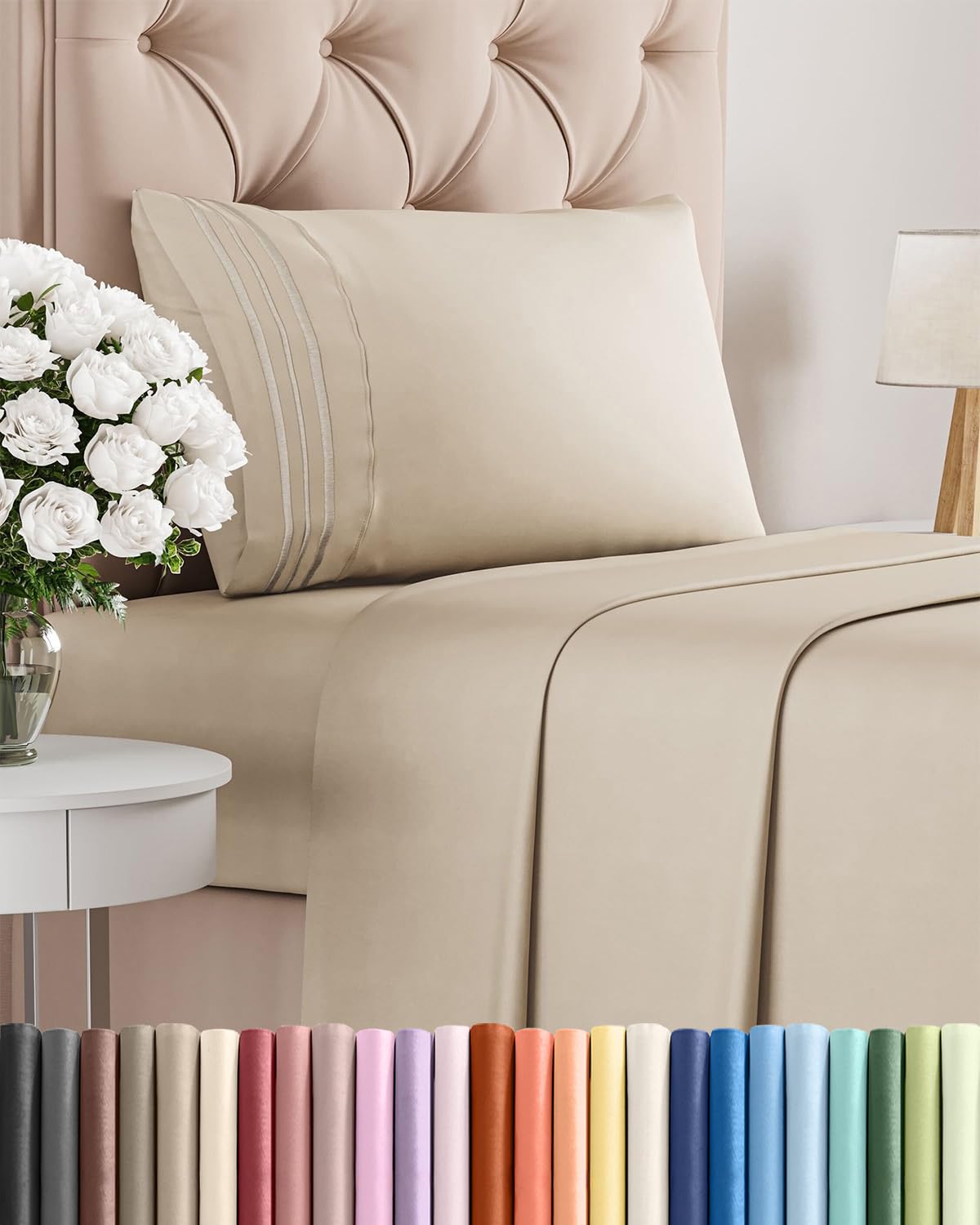 Queen Size 4 Piece Sheet Set - Comfy Breathable & Cooling Sheets - Hotel Luxury Bed Sheets for Women & Men - Deep Pockets, Easy-Fit, Extra Soft and Wrinkle Free Sheets - White Oeko-Tex Bed Sheet Set