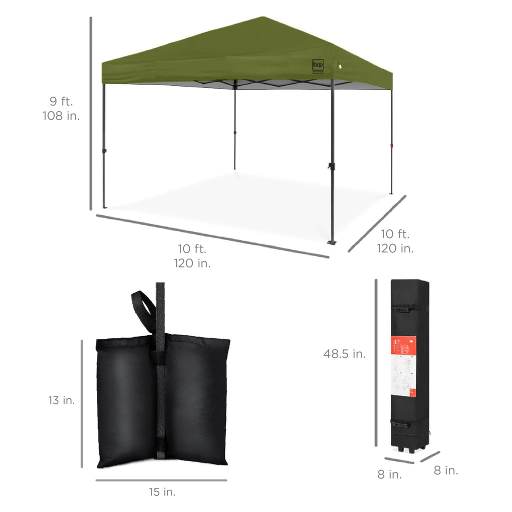 Best Choice Products 10x10ft Pop Up Canopy Tent with Sidewall, 1 Person 1 Minute Set Up, Carry Case, 4 Weight Bags - Pink/White