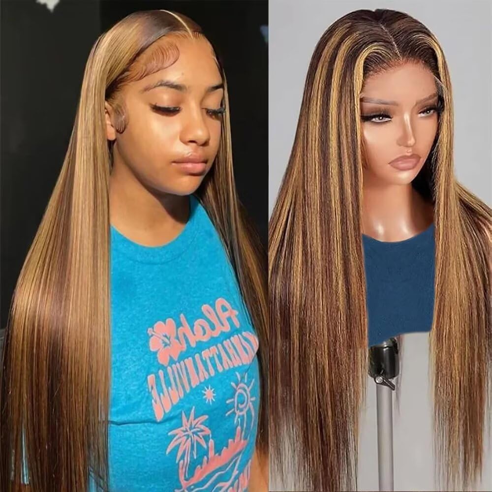 TTSMINS 13x6 Lace Front Wigs Human Hair for Women 180 Density HD Transparent 28 Inch Straight Lace Front Wigs Human Hair Pre Plucked Glueless Lace Frontal Wigs Natural Black Color