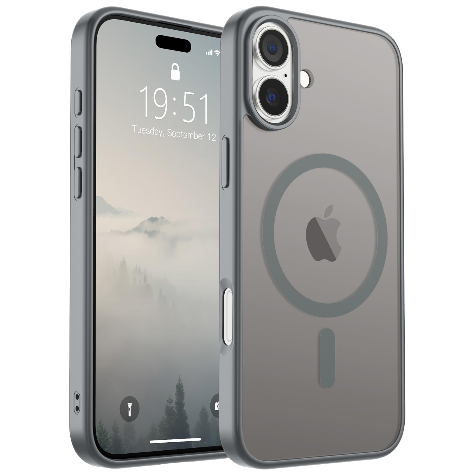 SUPFINE Magnetic for iPhone 17 Pro Max Case (Compatible with MagSafe)(Military Grade Drop Protection) Translucent Matte Shockproof with Anti-Fingerprint Phone Cover, Black