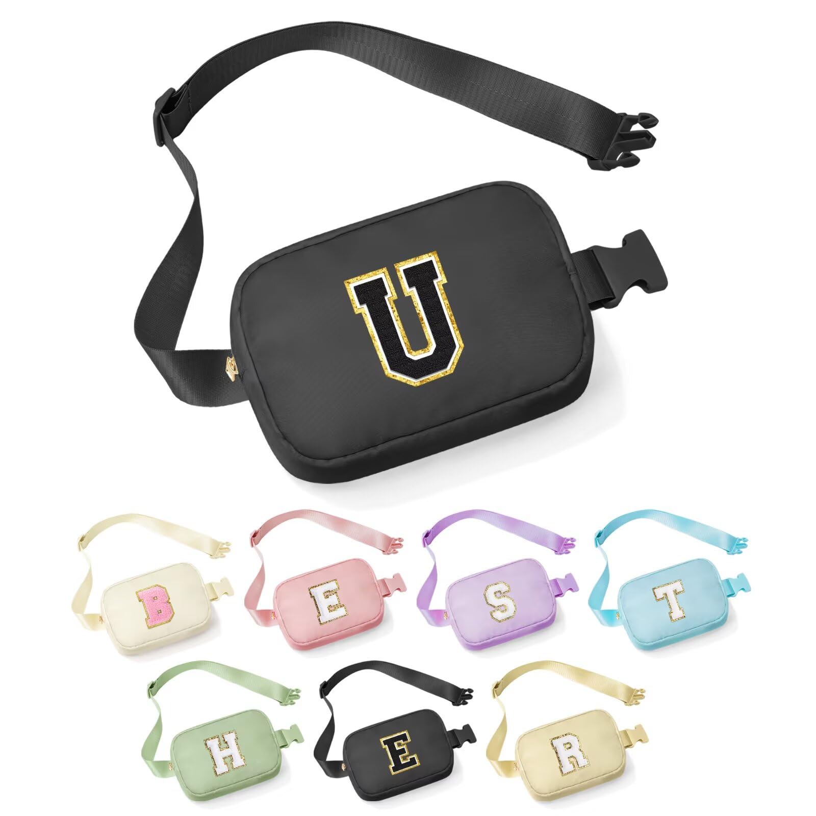 YOOLIFE Sisters Gifts - Pink Initial Crossbody Bag Belt Bag for Sister