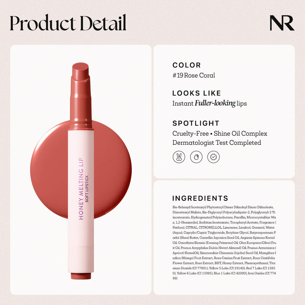 Nature Republic HONEY MELTING LIP (02 FIG) SOFT LIP STICK, Hydrating Gloss, Moisturizing balms, Sheer tint, Shine & Nude, Glowy Finish, korean make up