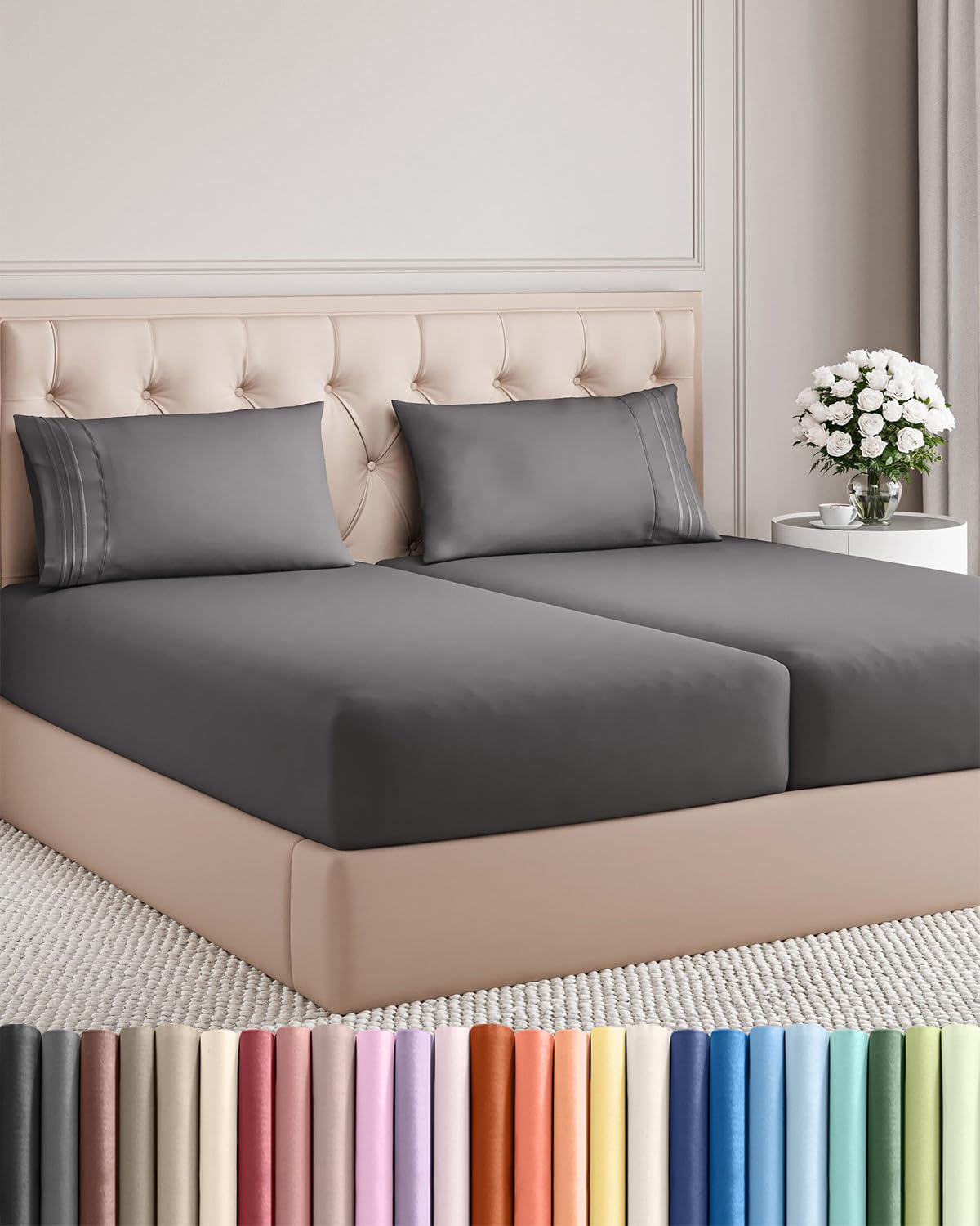 Queen Size 4 Piece Sheet Set - Comfy Breathable & Cooling Sheets - Hotel Luxury Bed Sheets for Women & Men - Deep Pockets, Easy-Fit, Extra Soft and Wrinkle Free Sheets - White Oeko-Tex Bed Sheet Set