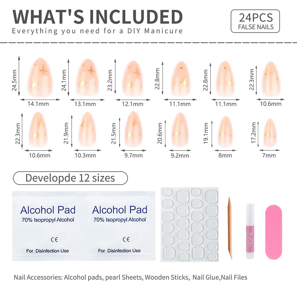Summer French Press On Nails Short Almond, Cute Nude Pink Fake Nails with White French Tip & Brown Dot Detail, Glossy Gel Acrylic Stick On Nails, Perfect for Daily Wear & Gifts, New Packaging, 32PCS