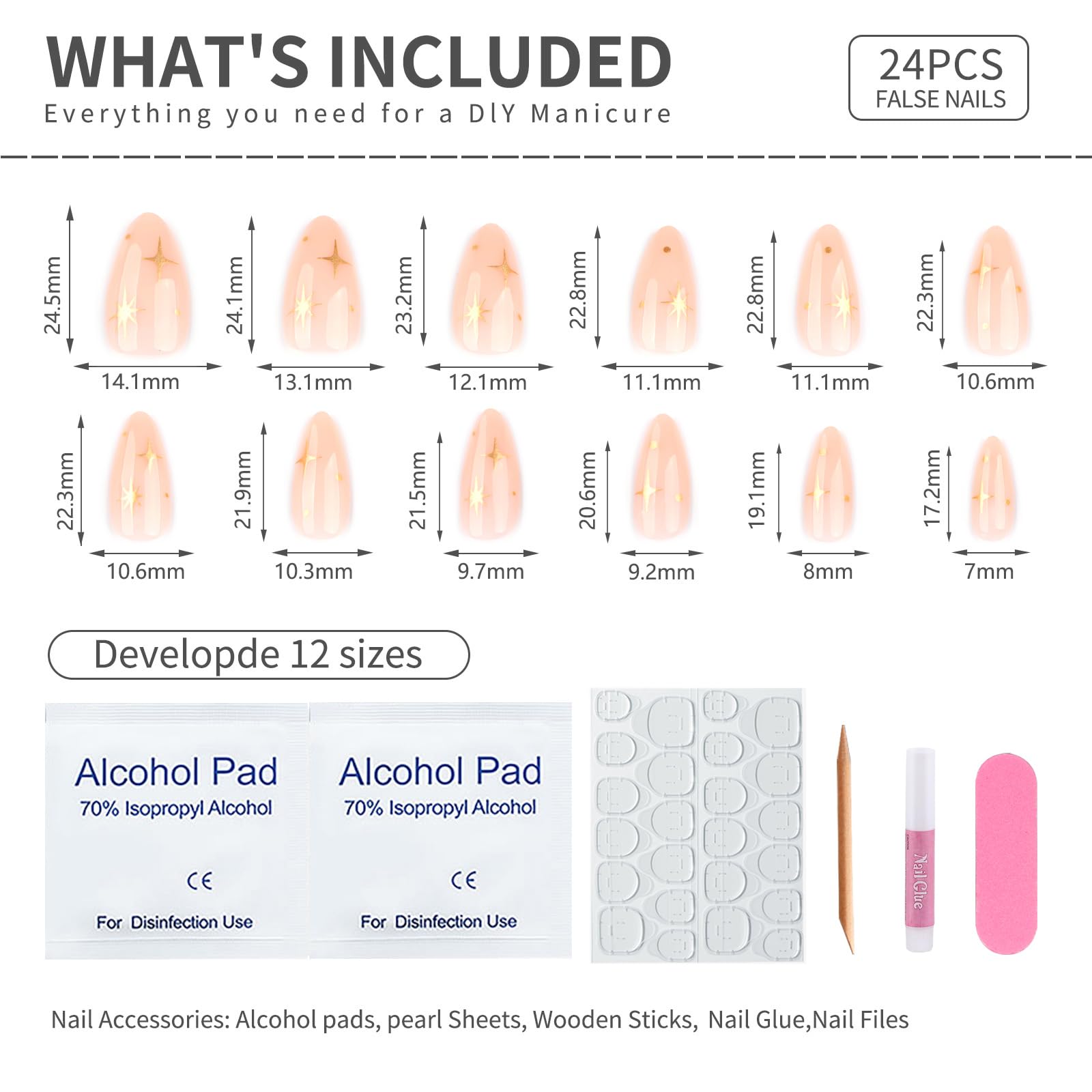 Summer French Press On Nails Short Almond, Cute Nude Pink Fake Nails with White French Tip & Brown Dot Detail, Glossy Gel Acrylic Stick On Nails, Perfect for Daily Wear & Gifts, New Packaging, 32PCS