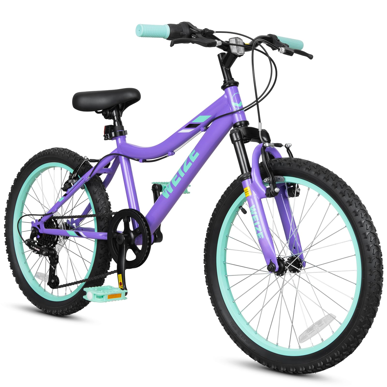 WEIZE 20 24 Inch Kids Mountain Bike,Kids Bike for Girls Age 6-14 Year Old,6 Speed Kid Bicycle with Front Suspension Fork,Adjustable Seat Height,High-Carbon Steel Frame,Ideal for Girl Adventurers