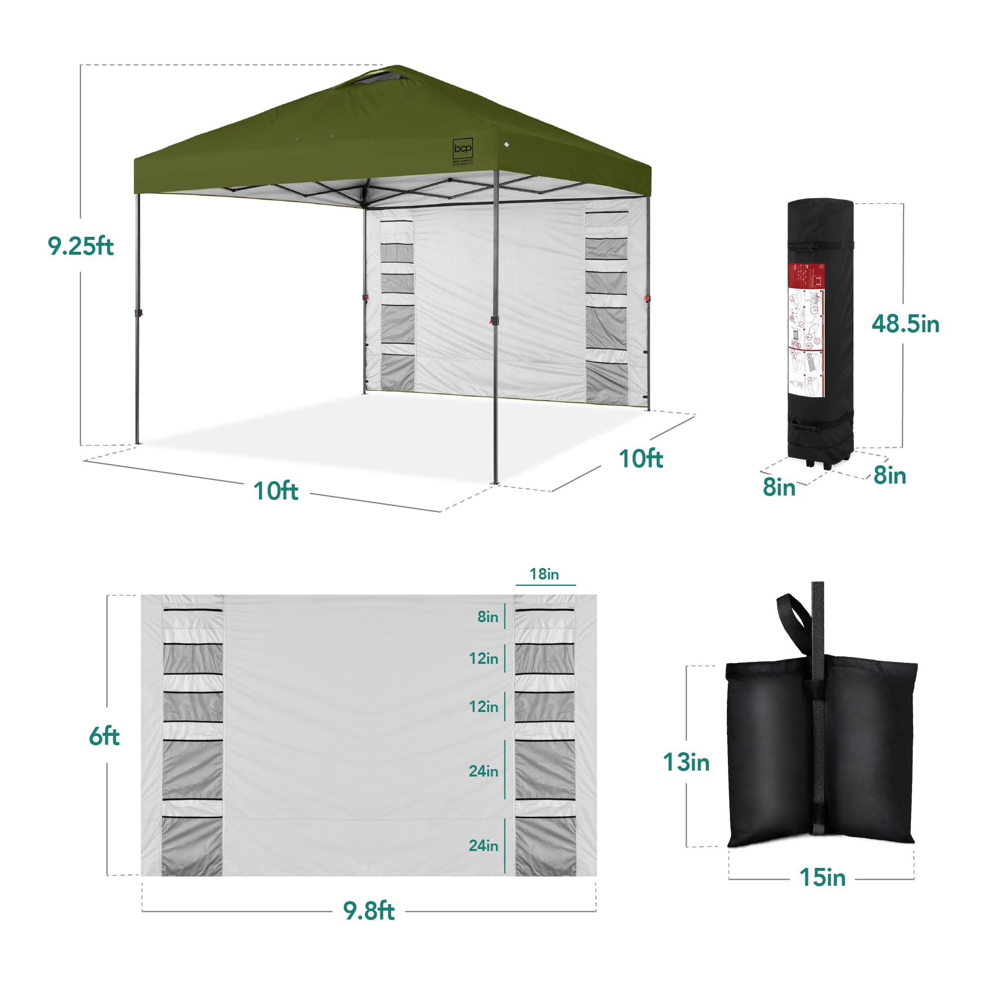 Best Choice Products 10x10ft Pop Up Canopy Tent with Sidewall, 1 Person 1 Minute Set Up, Carry Case, 4 Weight Bags - Pink/White