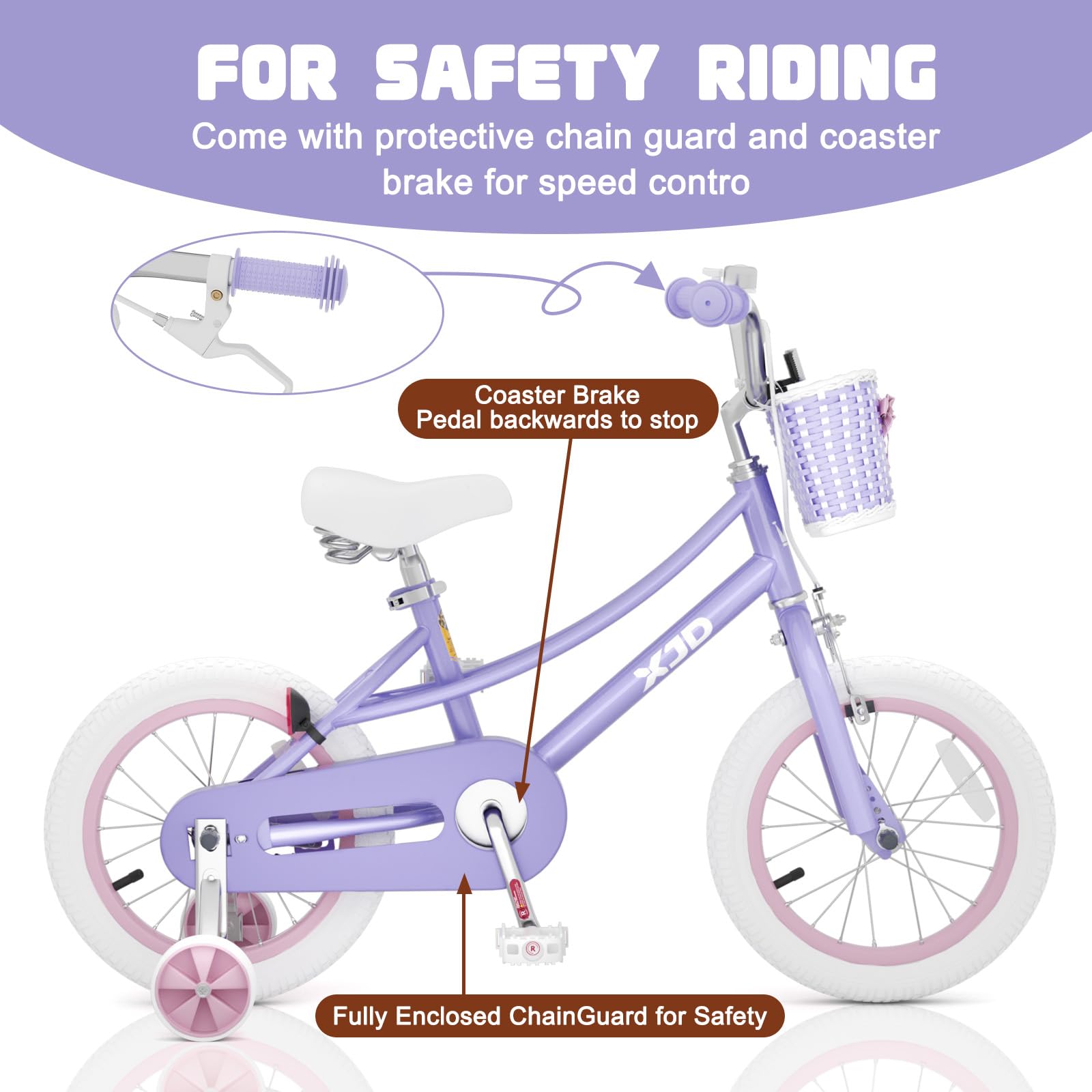 XJD Girls Bike for 2-12 Years Old Kids 12 14 16 20 Inch Toddler Bike,Retro Style Kids Bike with Training Wheels, 20 Inch Girl Bicycle with Kickstand