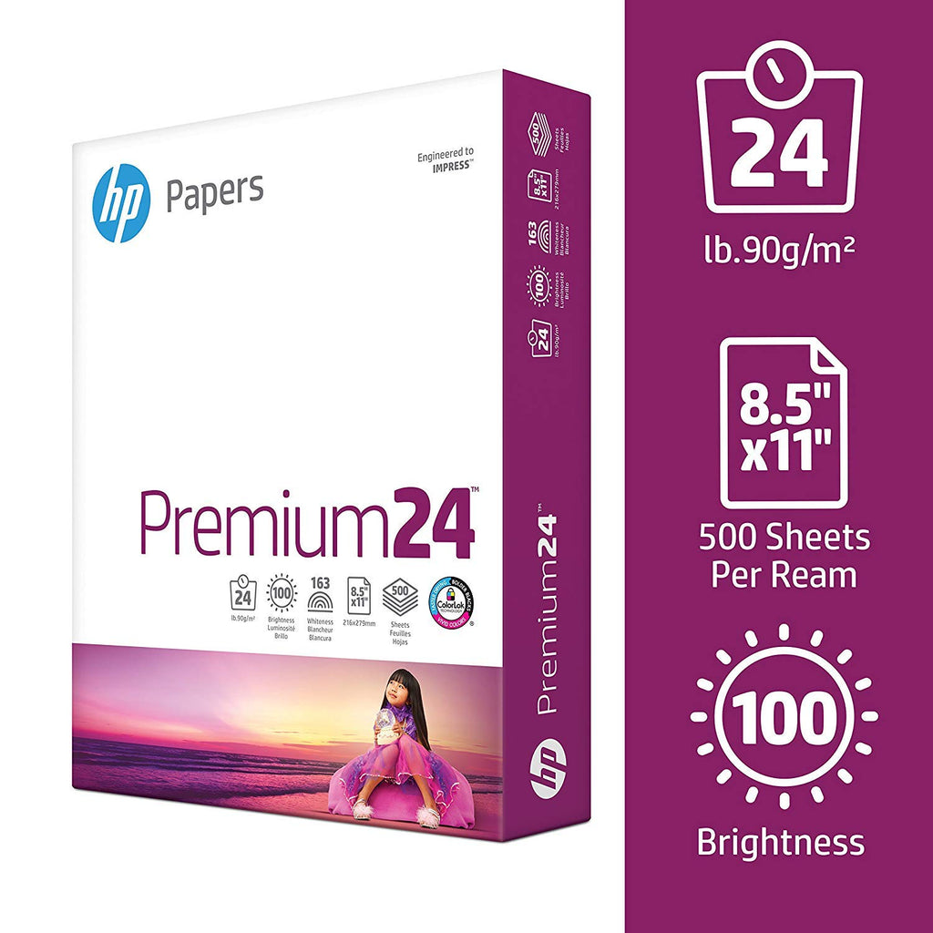 HP Paper Printer | 8.5 x 11 Paper | Premium 32 lb | 1 Ream - 500 Sheets | 100 Bright | Made in USA - FSC Certified | 113100R