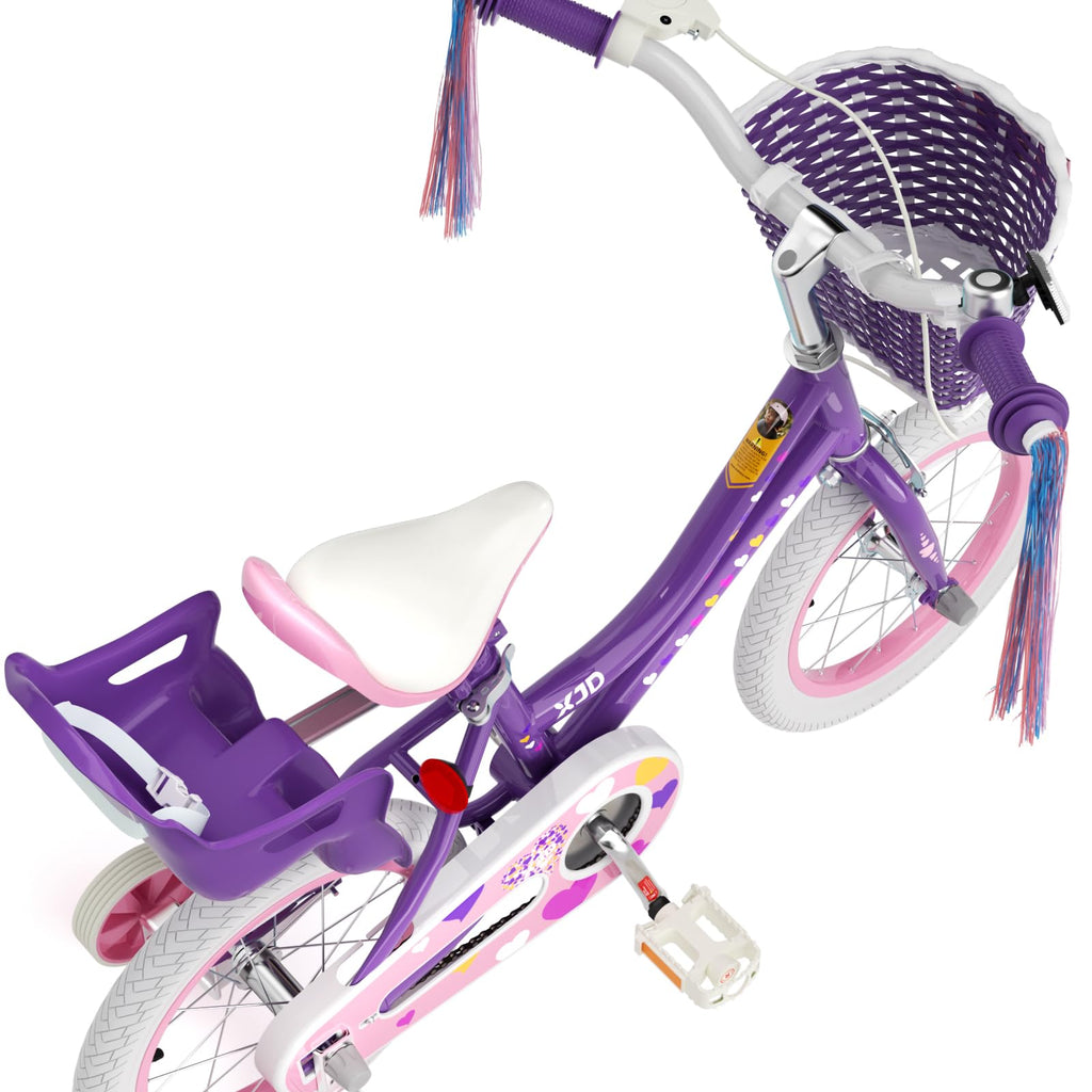 XJD Girls Bike for 2-12 Years Old Kids 12 14 16 20 Inch Toddler Bike,Retro Style Kids Bike with Training Wheels, 20 Inch Girl Bicycle with Kickstand