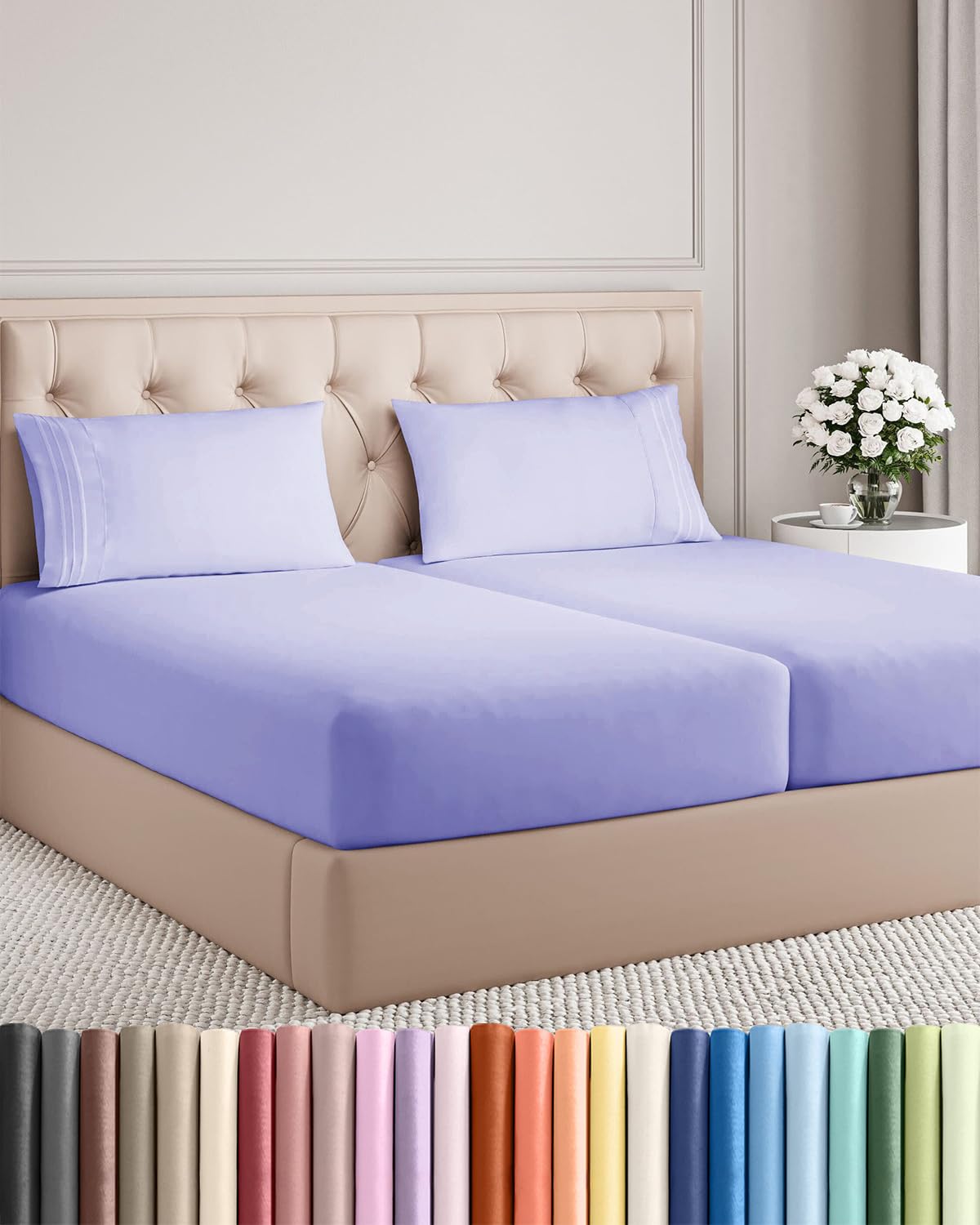 Queen Size 4 Piece Sheet Set - Comfy Breathable & Cooling Sheets - Hotel Luxury Bed Sheets for Women & Men - Deep Pockets, Easy-Fit, Extra Soft and Wrinkle Free Sheets - White Oeko-Tex Bed Sheet Set