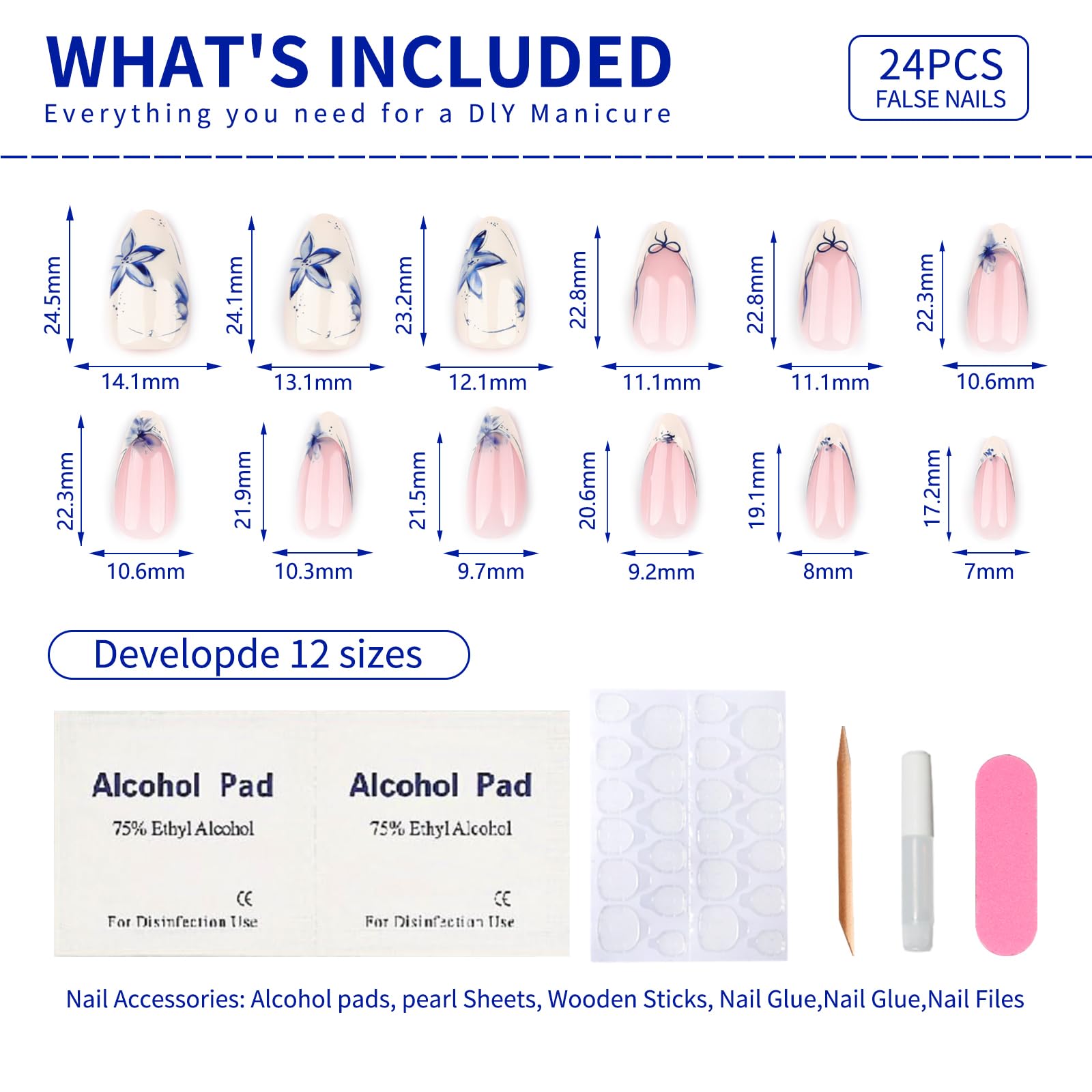 Summer French Press On Nails Short Almond, Cute Nude Pink Fake Nails with White French Tip & Brown Dot Detail, Glossy Gel Acrylic Stick On Nails, Perfect for Daily Wear & Gifts, New Packaging, 32PCS