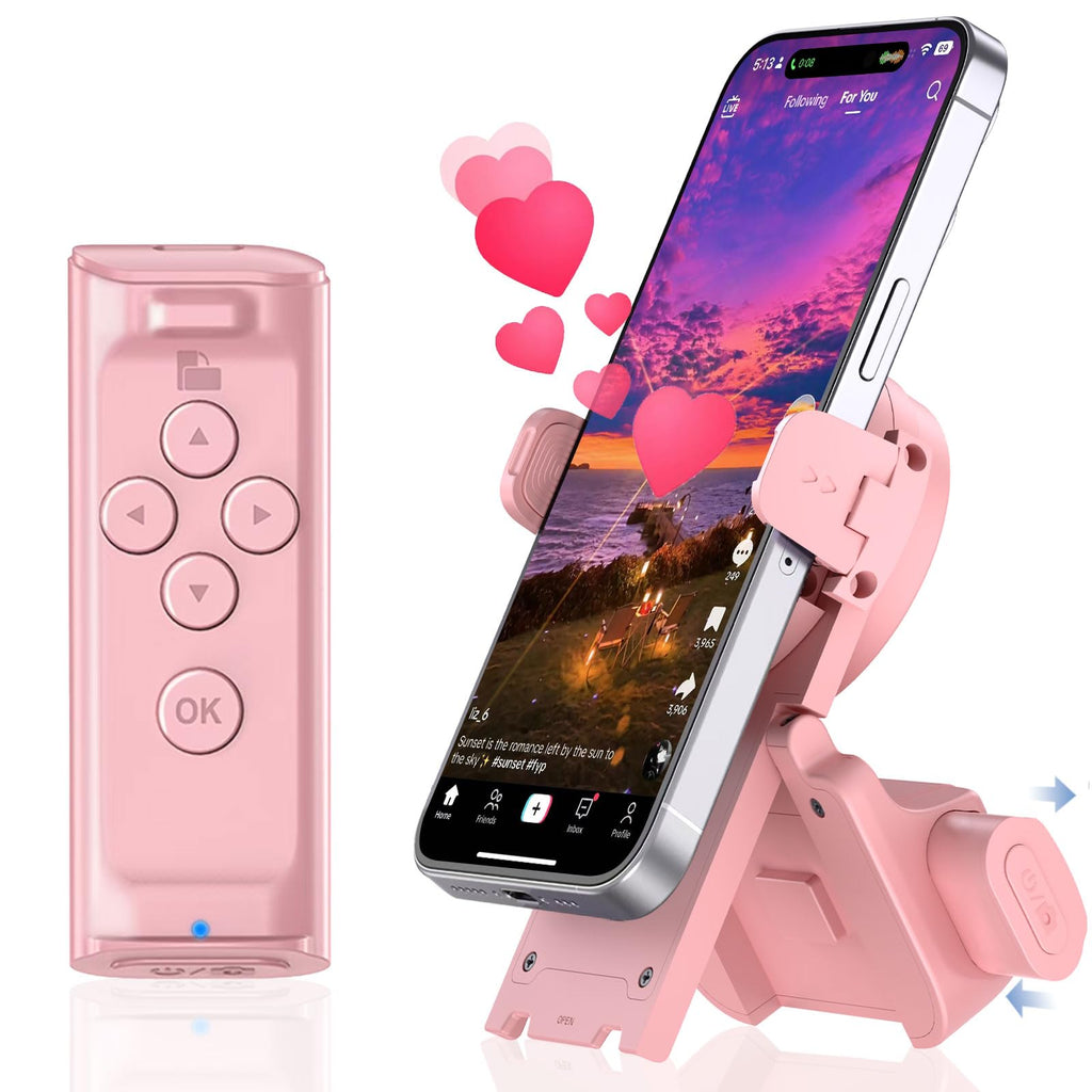 MILOUZ Remote Control Scrolling for Tiktok with Phone Stand,Page Turner for Kindle App E-Book,Bluetooth Camera Shutter Remote for iPhone, Android,iOS,iPad,Tablet (Purple)