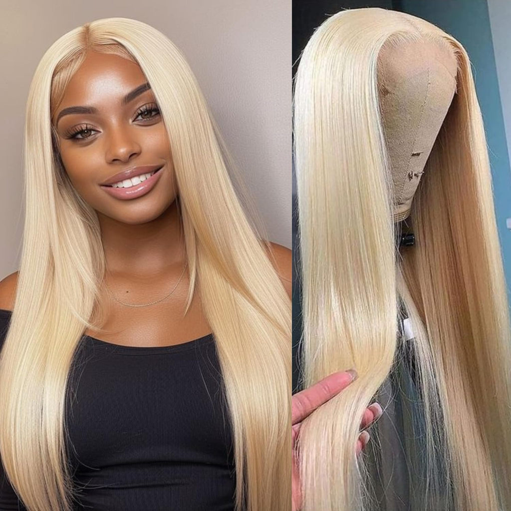 GZX 26 Inch 613 Lace Front Wig Human Hair 13X4 Blonde Straight HD Transparent Lace Frontal Wigs Human Hair Pre Plucked with Baby Hair 180% Density Blonde Glueless Wigs Human Hair