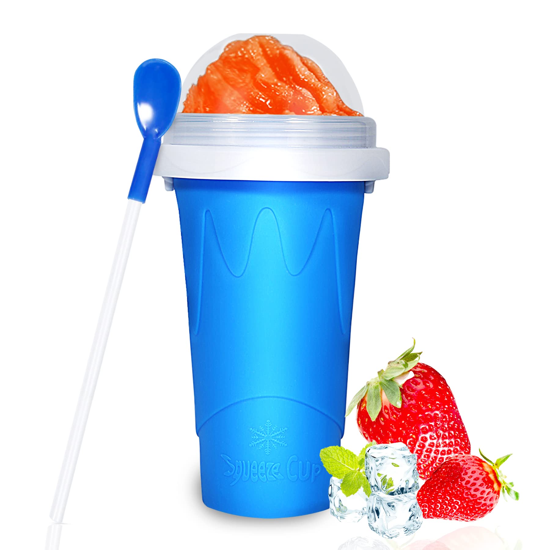 Color Land Slushy Cup, TIK TOK Slushie Maker Cup Frozen Magic Squeeze Cup, Ice Cream Maker Cup, Cool Stuff Trending Tiktok Items Homemade DIY Cool Gadgets with Lid & Straw (PINK)
