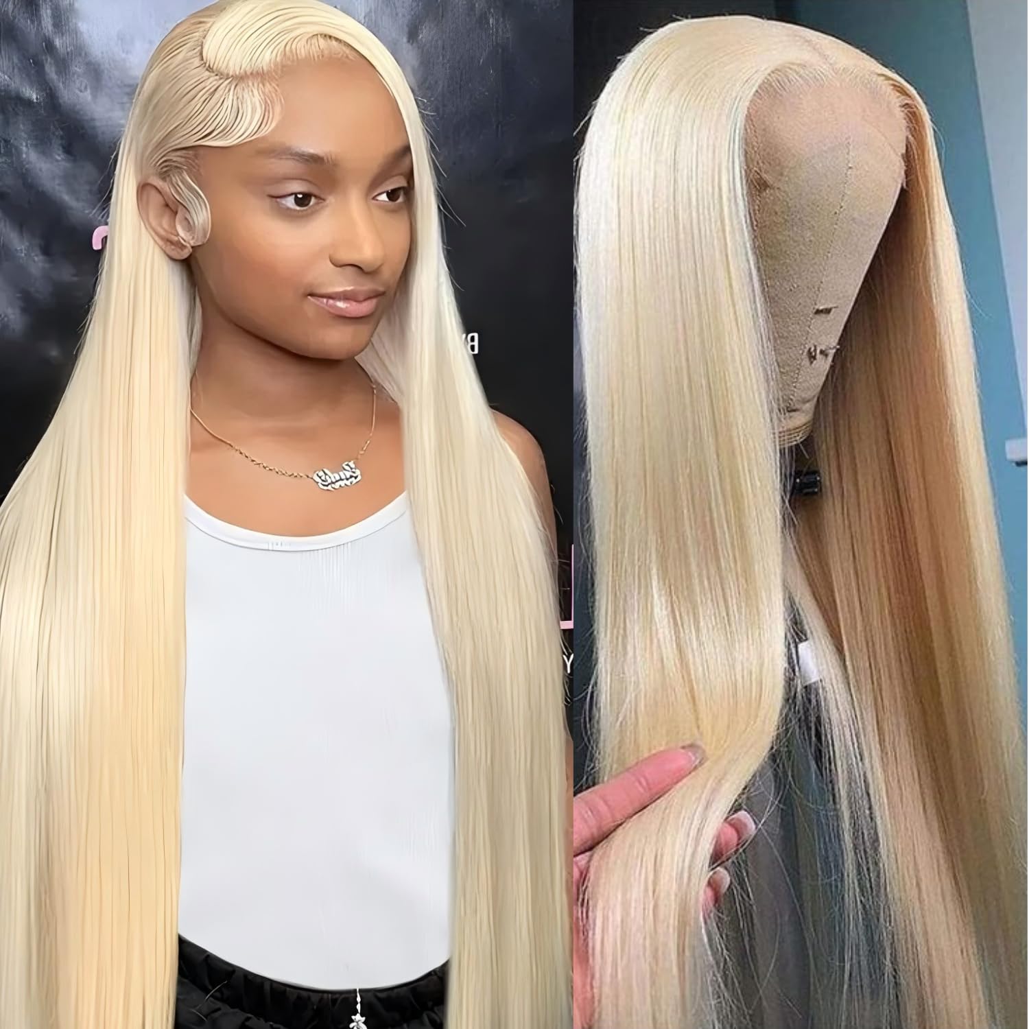 GZX 26 Inch 613 Lace Front Wig Human Hair 13X4 Blonde Straight HD Transparent Lace Frontal Wigs Human Hair Pre Plucked with Baby Hair 180% Density Blonde Glueless Wigs Human Hair
