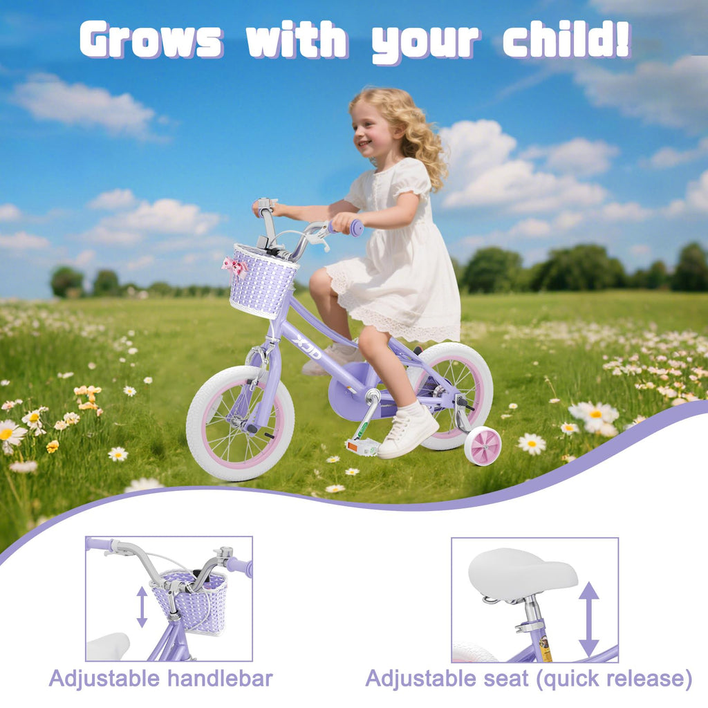 XJD Girls Bike for 2-12 Years Old Kids 12 14 16 20 Inch Toddler Bike,Retro Style Kids Bike with Training Wheels, 20 Inch Girl Bicycle with Kickstand