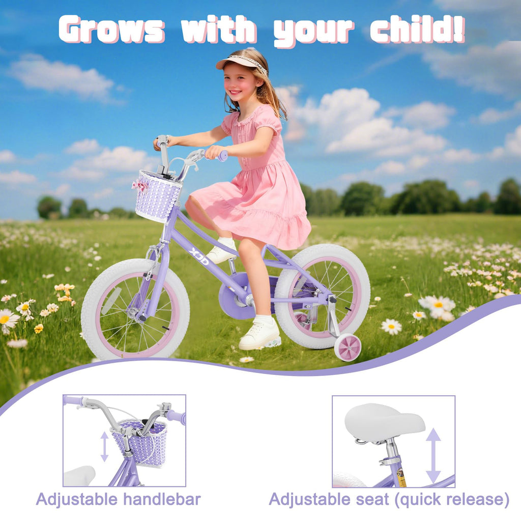 XJD Girls Bike for 2-12 Years Old Kids 12 14 16 20 Inch Toddler Bike,Retro Style Kids Bike with Training Wheels, 20 Inch Girl Bicycle with Kickstand