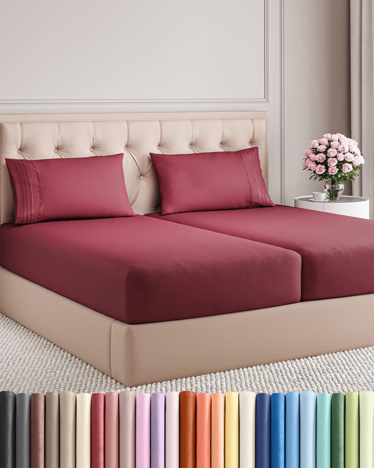Queen Size 4 Piece Sheet Set - Comfy Breathable & Cooling Sheets - Hotel Luxury Bed Sheets for Women & Men - Deep Pockets, Easy-Fit, Extra Soft and Wrinkle Free Sheets - White Oeko-Tex Bed Sheet Set