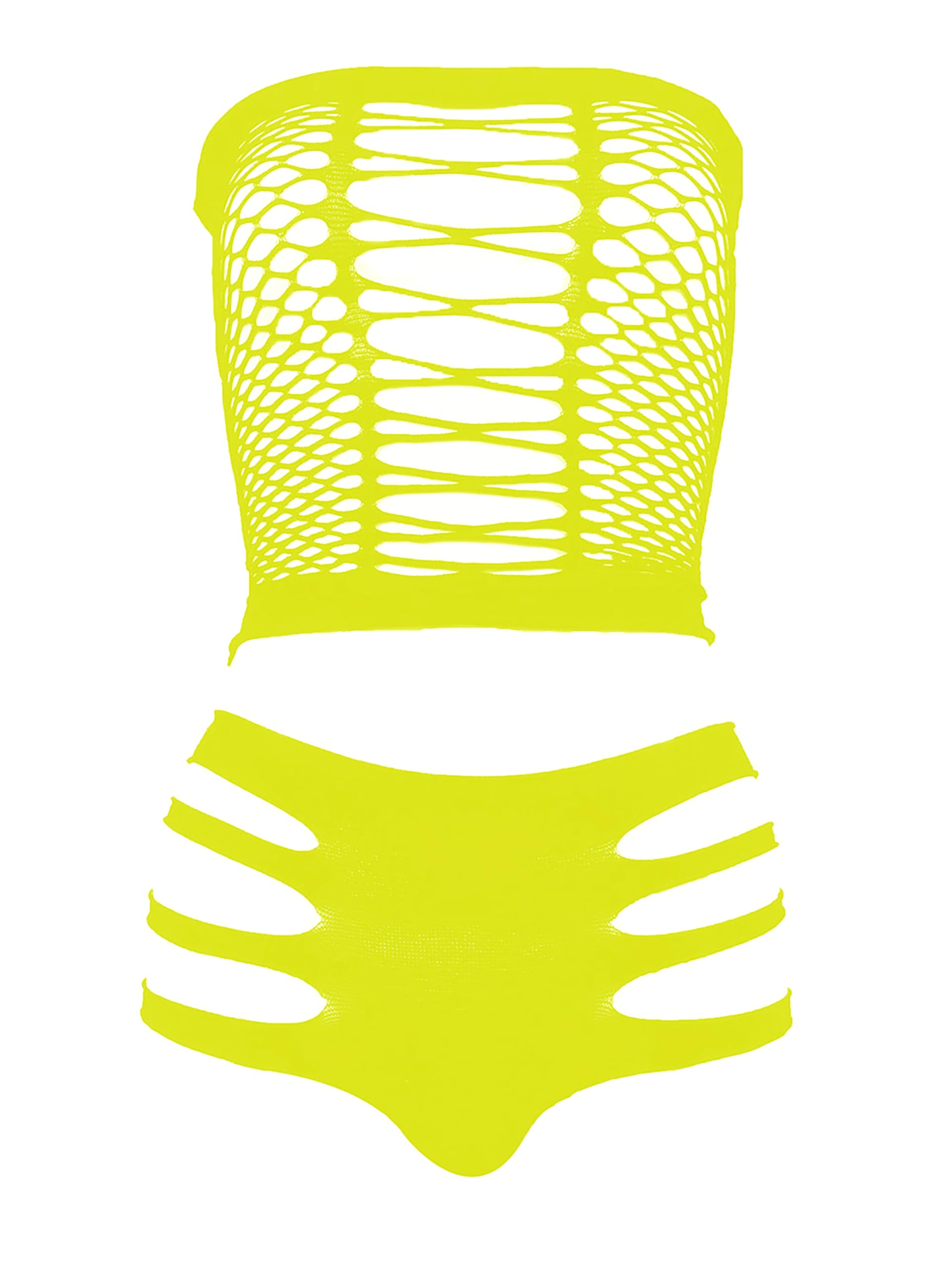 LEMON GIRL Women's Lingerie Fishnet BabyDoll Bodysuit Mini Dress Set One Size