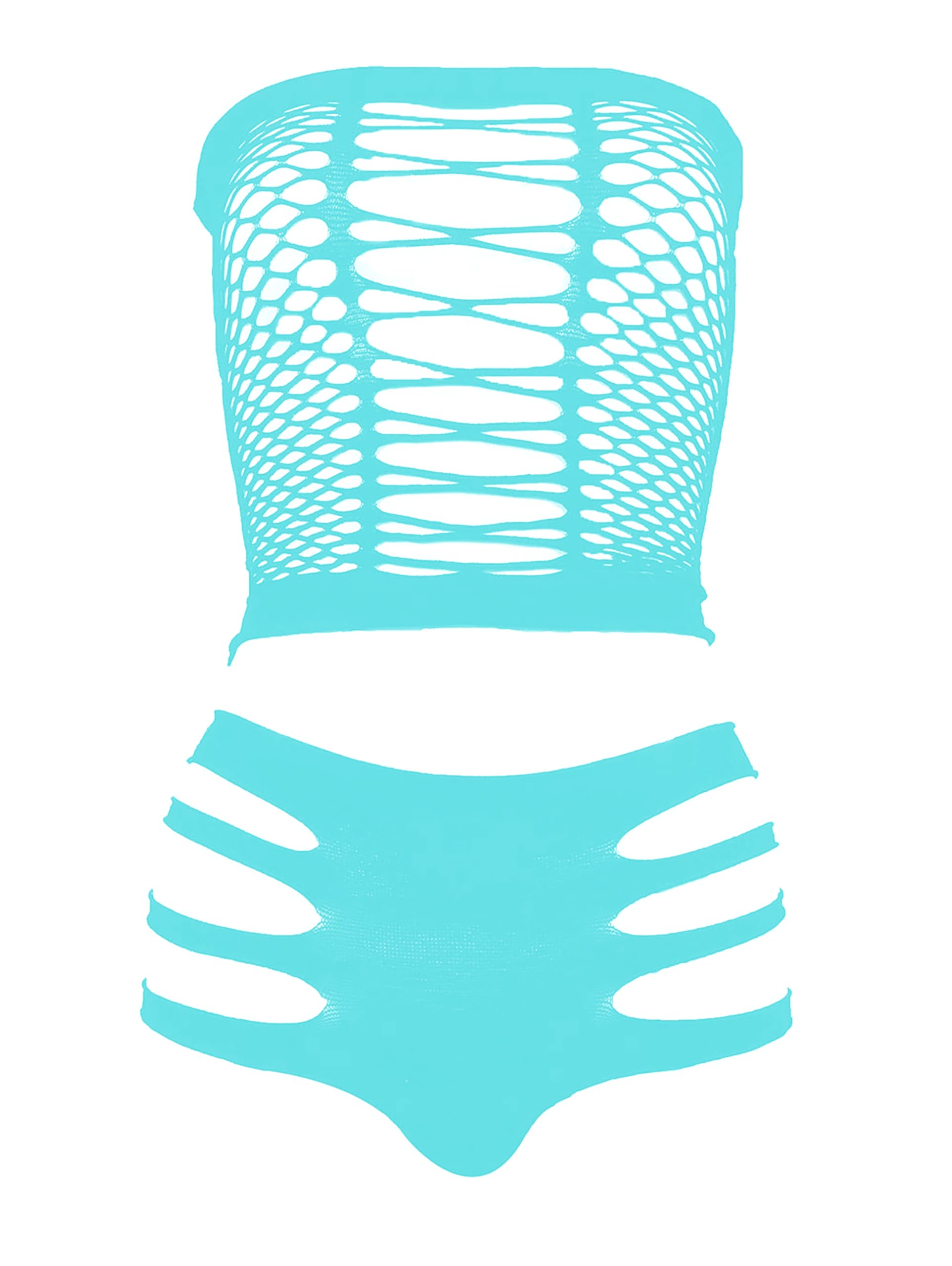 LEMON GIRL Women's Lingerie Fishnet BabyDoll Bodysuit Mini Dress Set One Size