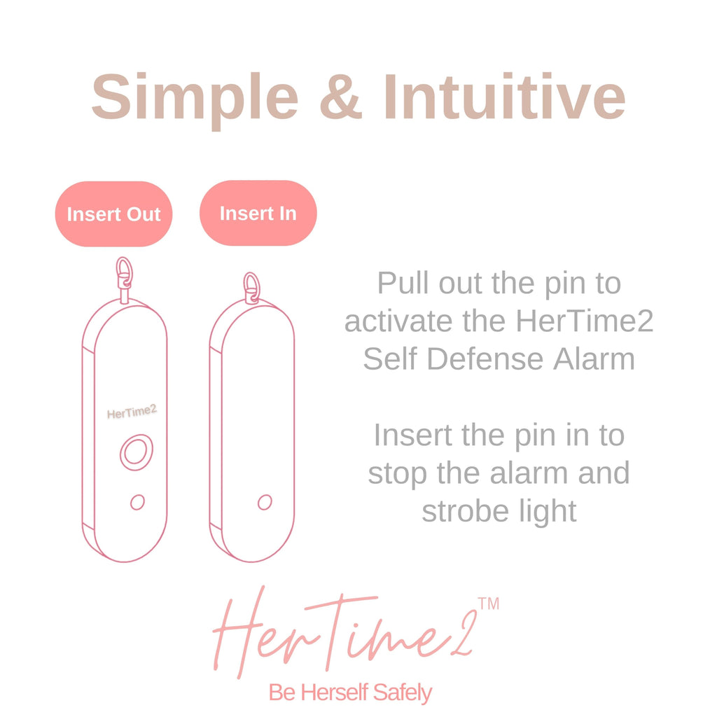 HerTime2 Personal Safety Alarm for Women - Loud Self Defense Siren, Waterproof Keychain with Strobe Light - Battery Powered, Rose Gold