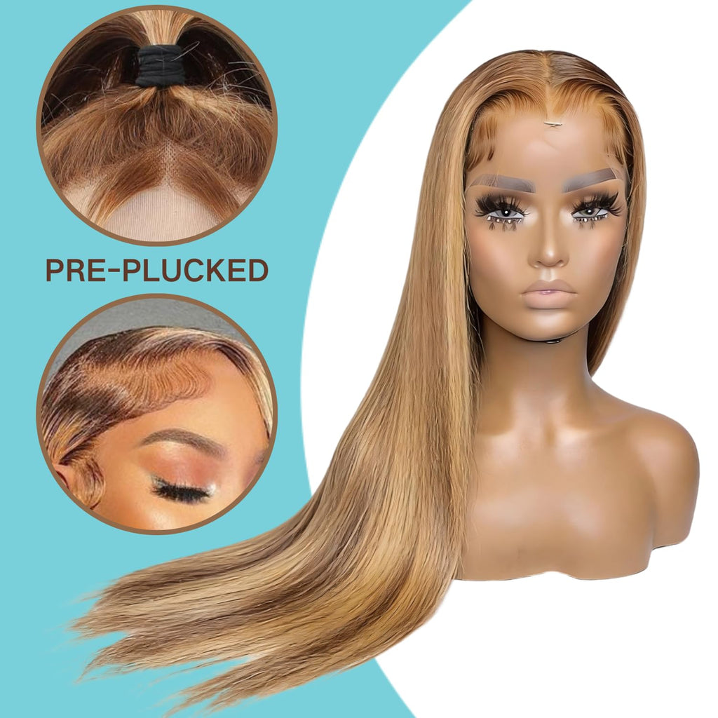 GZX 26 Inch 613 Lace Front Wig Human Hair 13X4 Blonde Straight HD Transparent Lace Frontal Wigs Human Hair Pre Plucked with Baby Hair 180% Density Blonde Glueless Wigs Human Hair