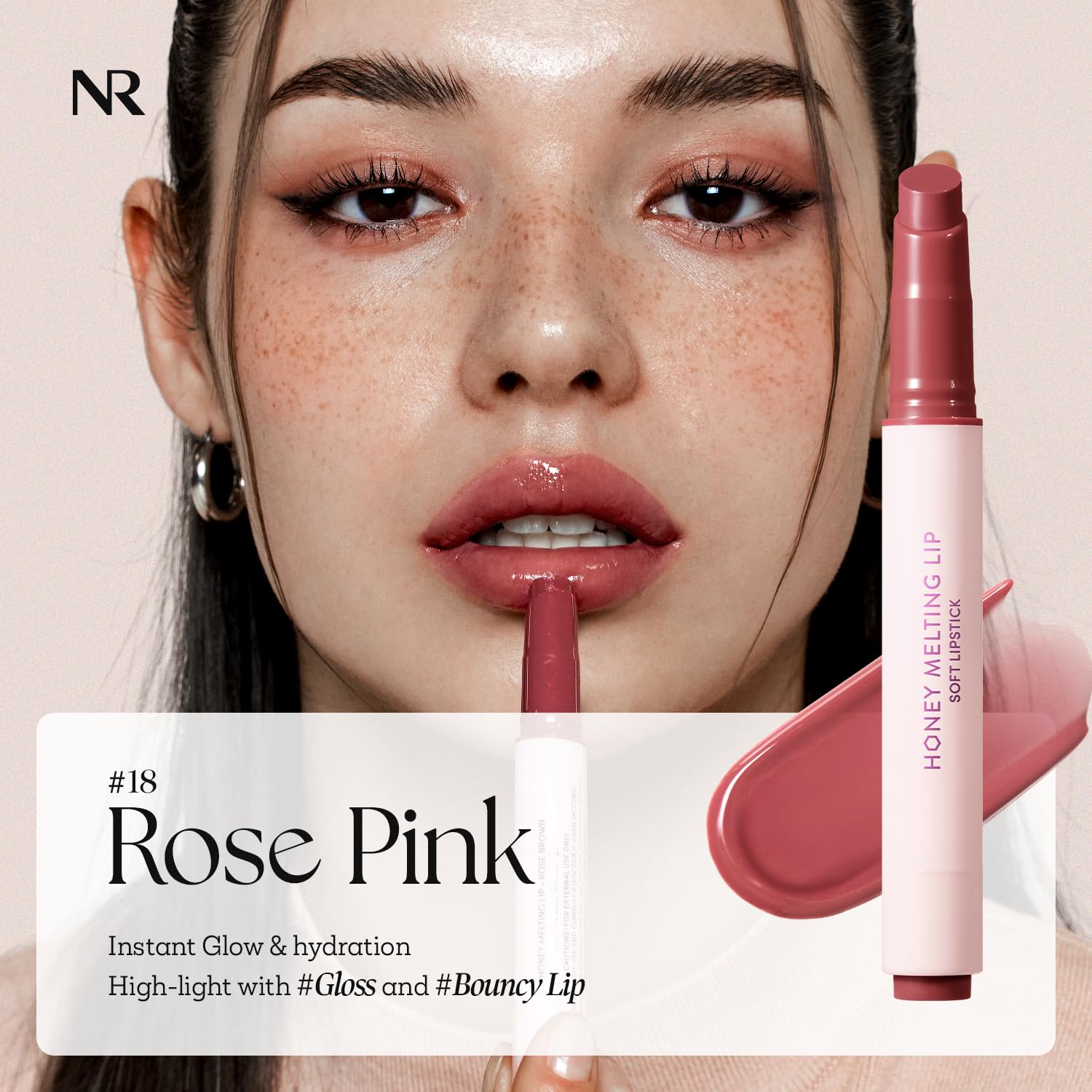 Nature Republic HONEY MELTING LIP (02 FIG) SOFT LIP STICK, Hydrating Gloss, Moisturizing balms, Sheer tint, Shine & Nude, Glowy Finish, korean make up